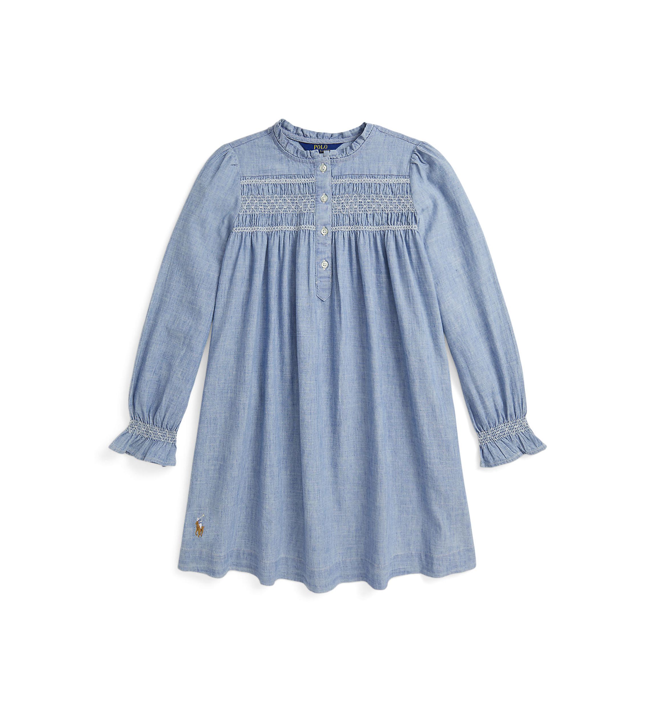 Girls 7-16 Smocked Indigo Chambray Dress