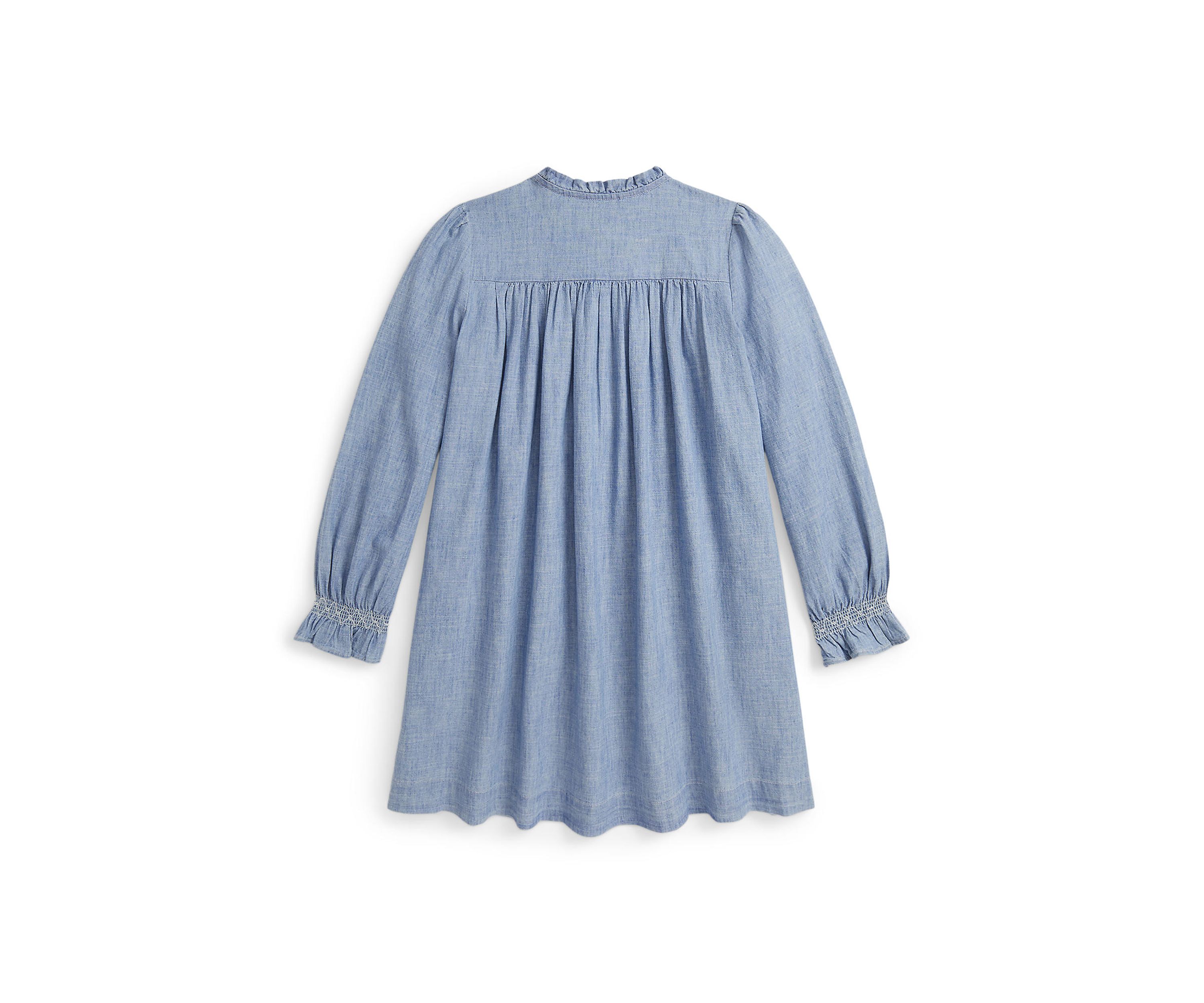 Girls 7-16 Smocked Indigo Chambray Dress