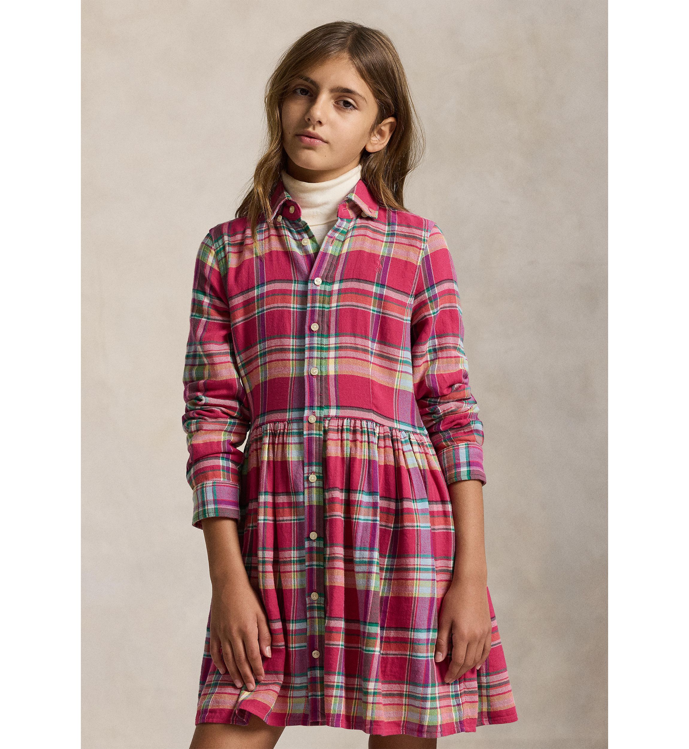 Girls 7-16 Plaid Cotton Madras Shirtdress