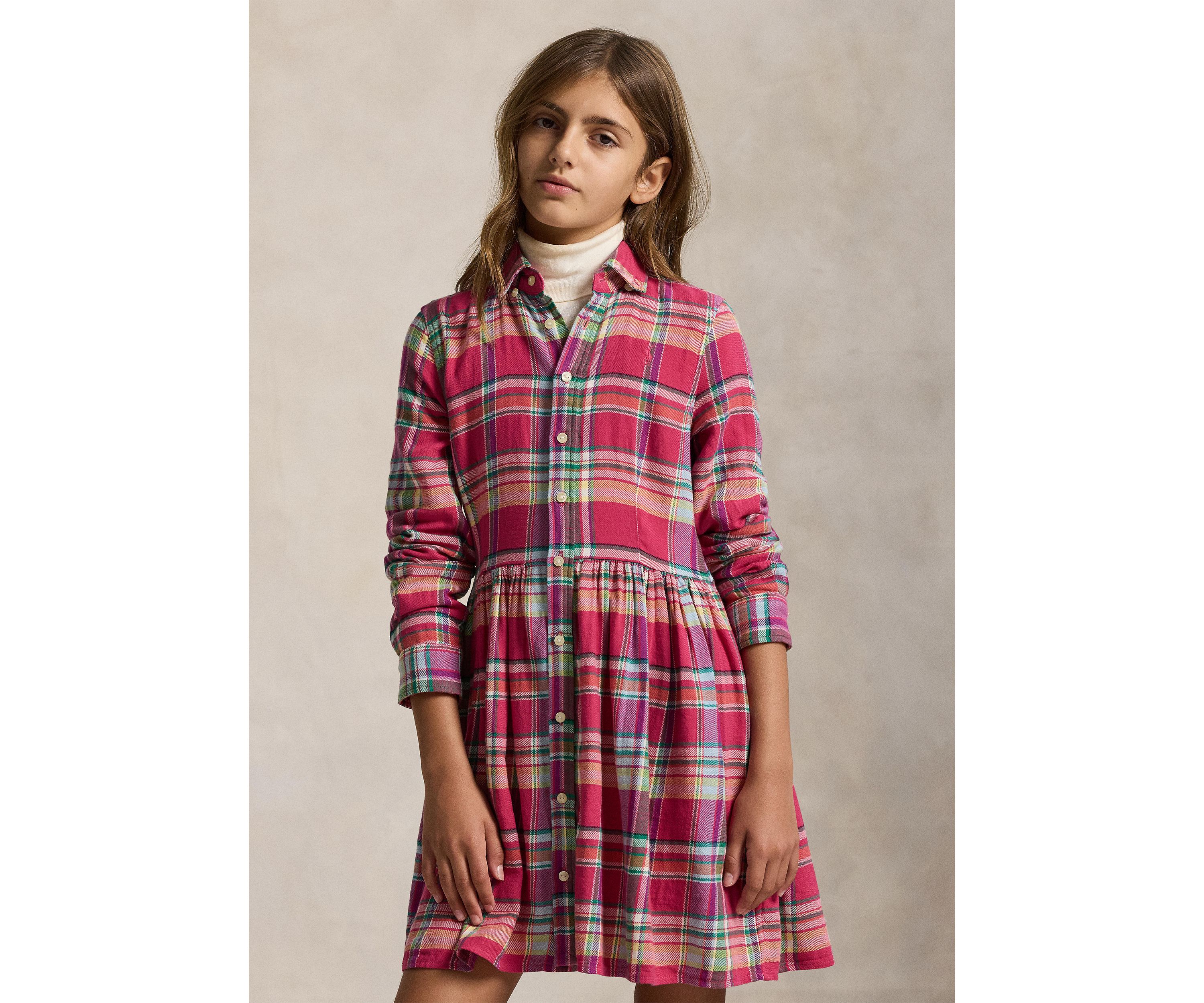 Girls 7-16 Plaid Cotton Madras Shirtdress