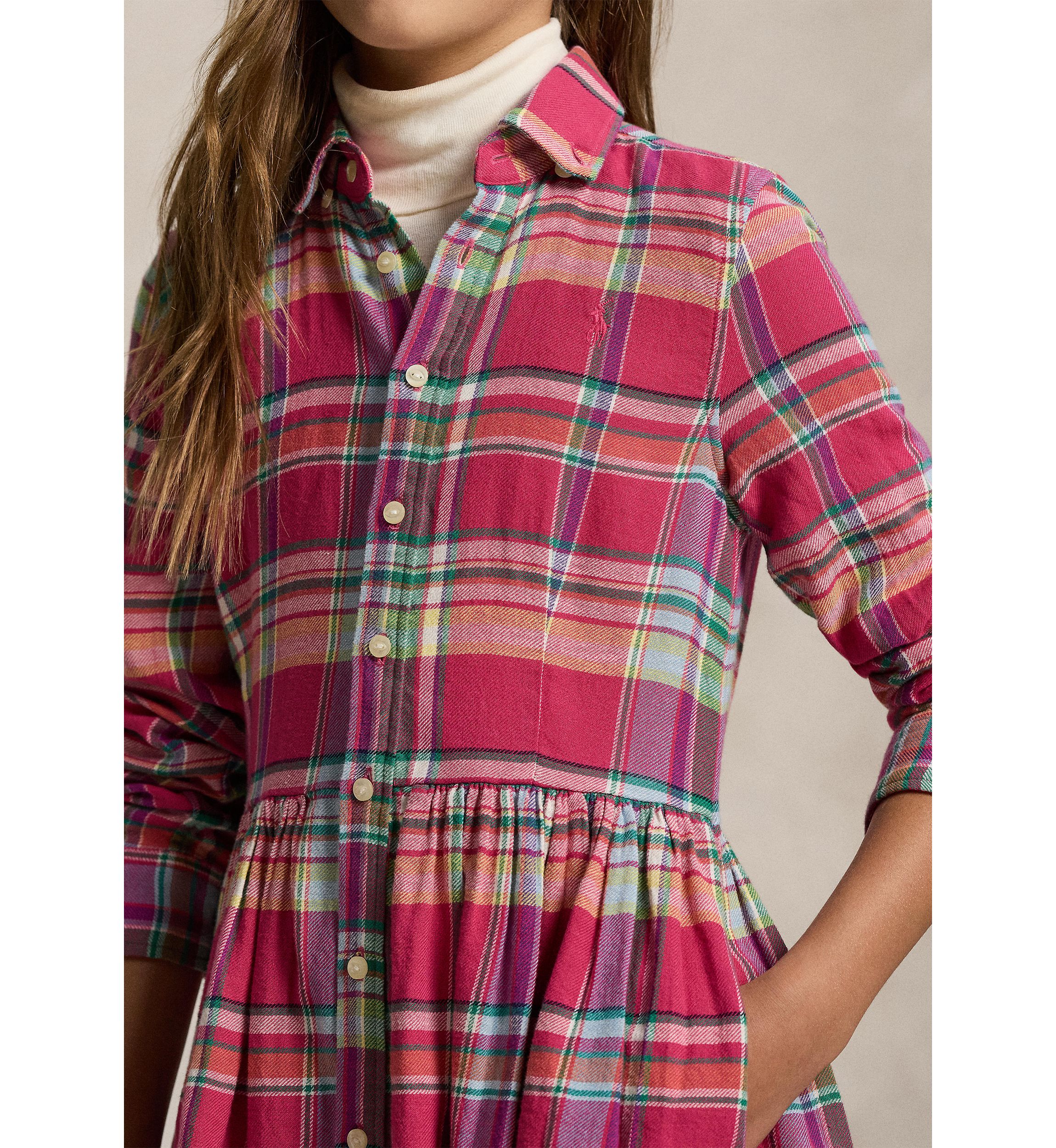 Girls 7-16 Plaid Cotton Madras Shirtdress