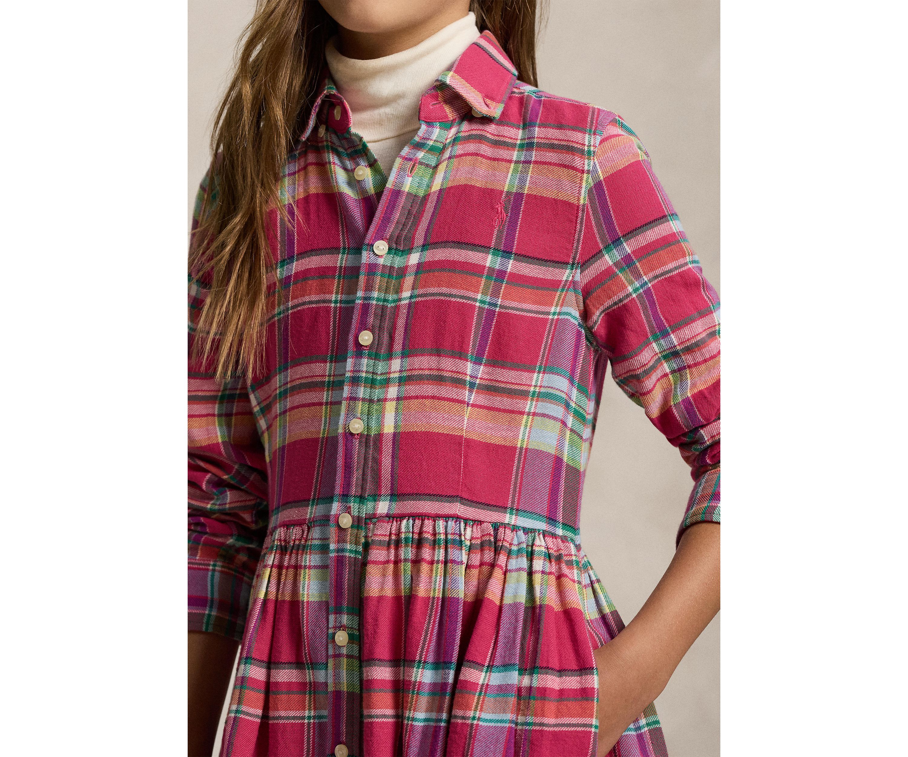 Girls 7-16 Plaid Cotton Madras Shirtdress