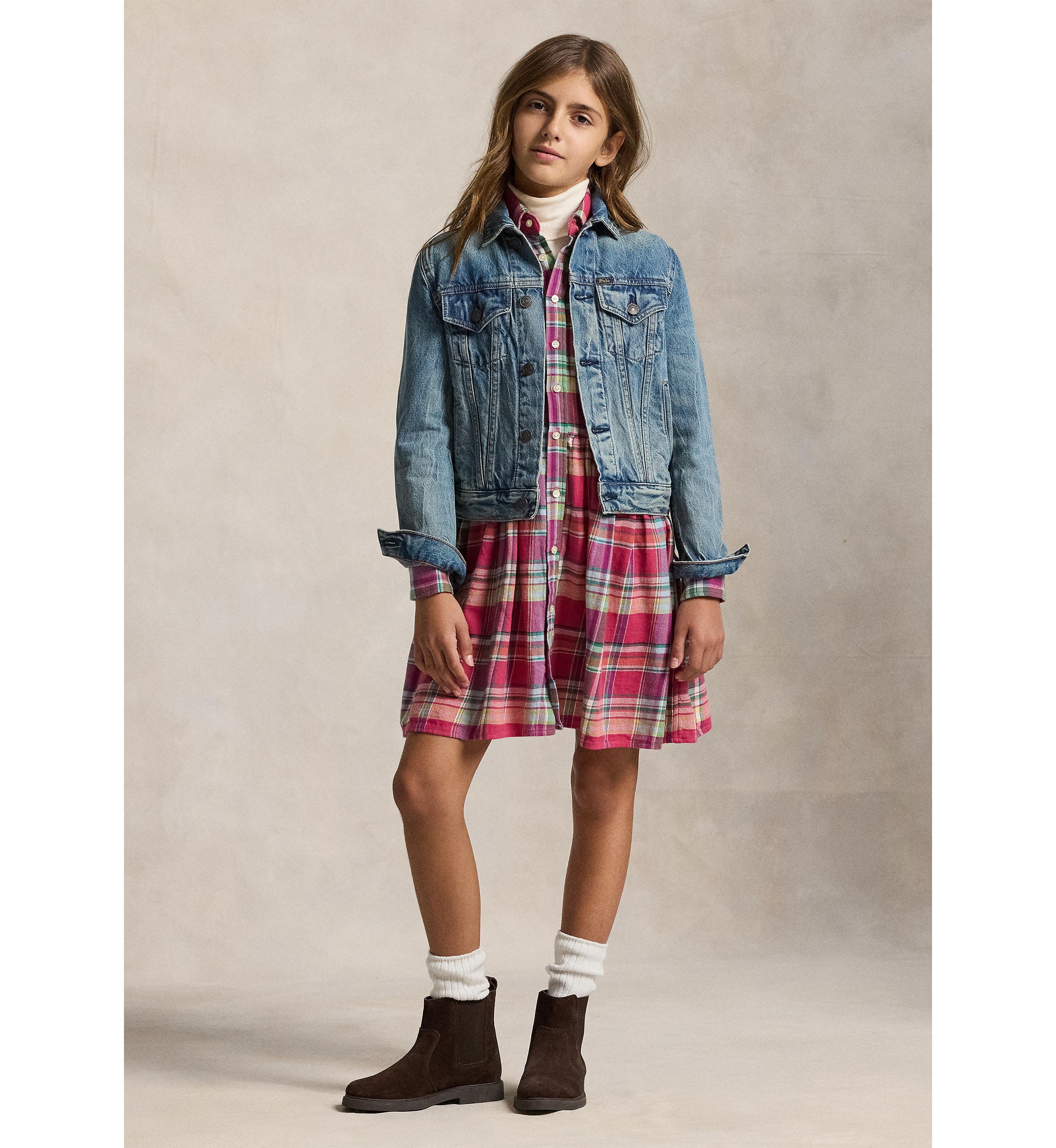 Girls 7-16 Plaid Cotton Madras Shirtdress