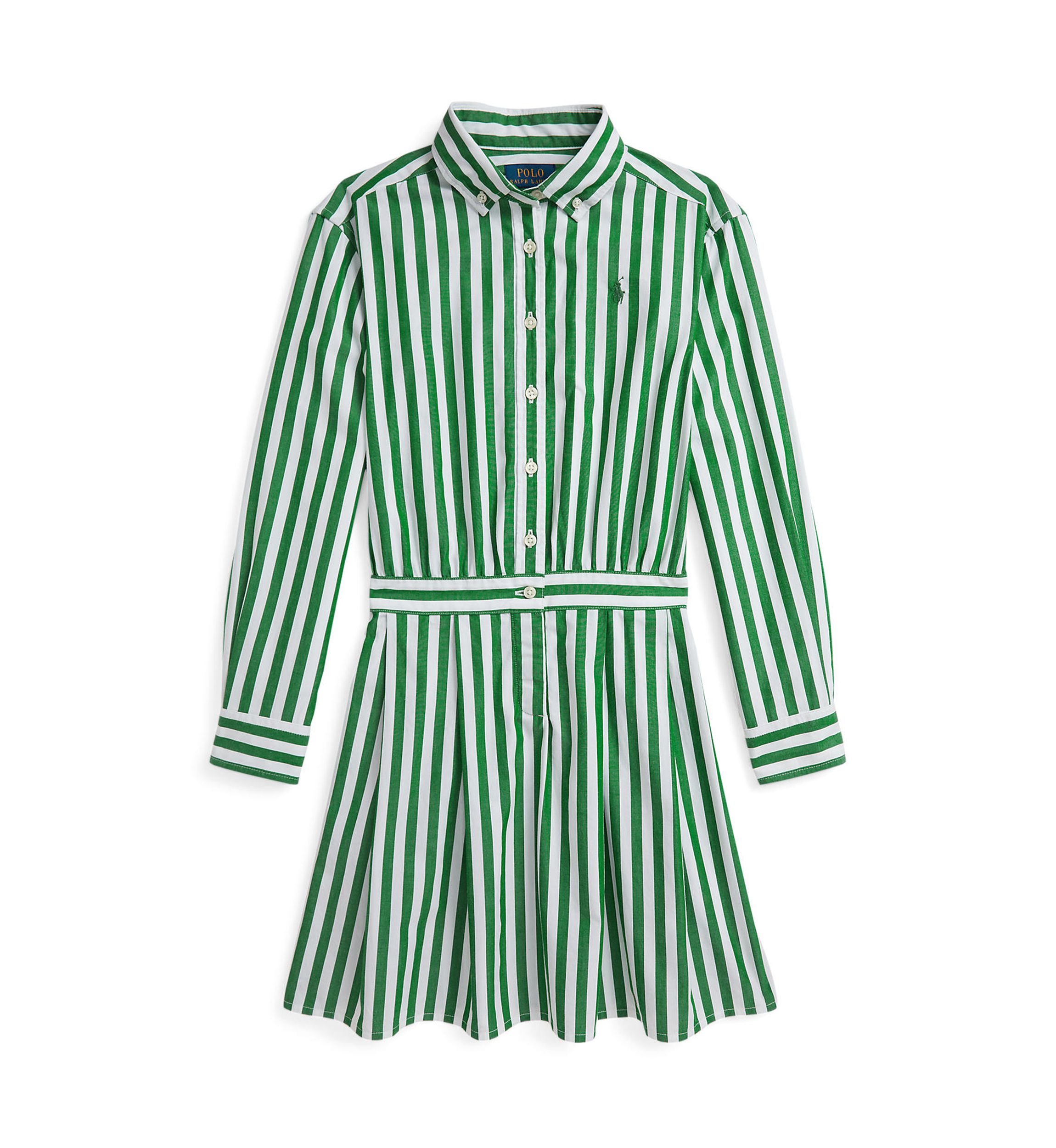 Girls 7-16 Striped Cotton Poplin Shirtdress