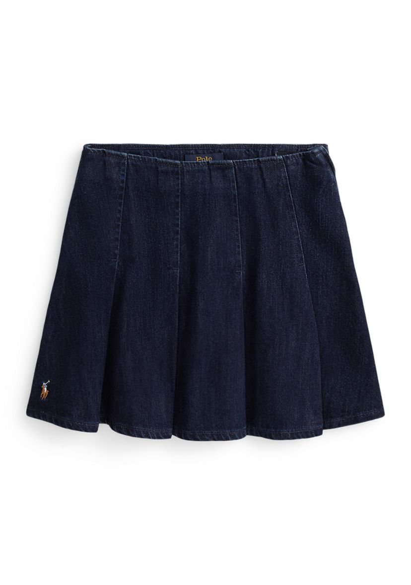 Girls 7-16 Pleated Cotton Denim Skirt