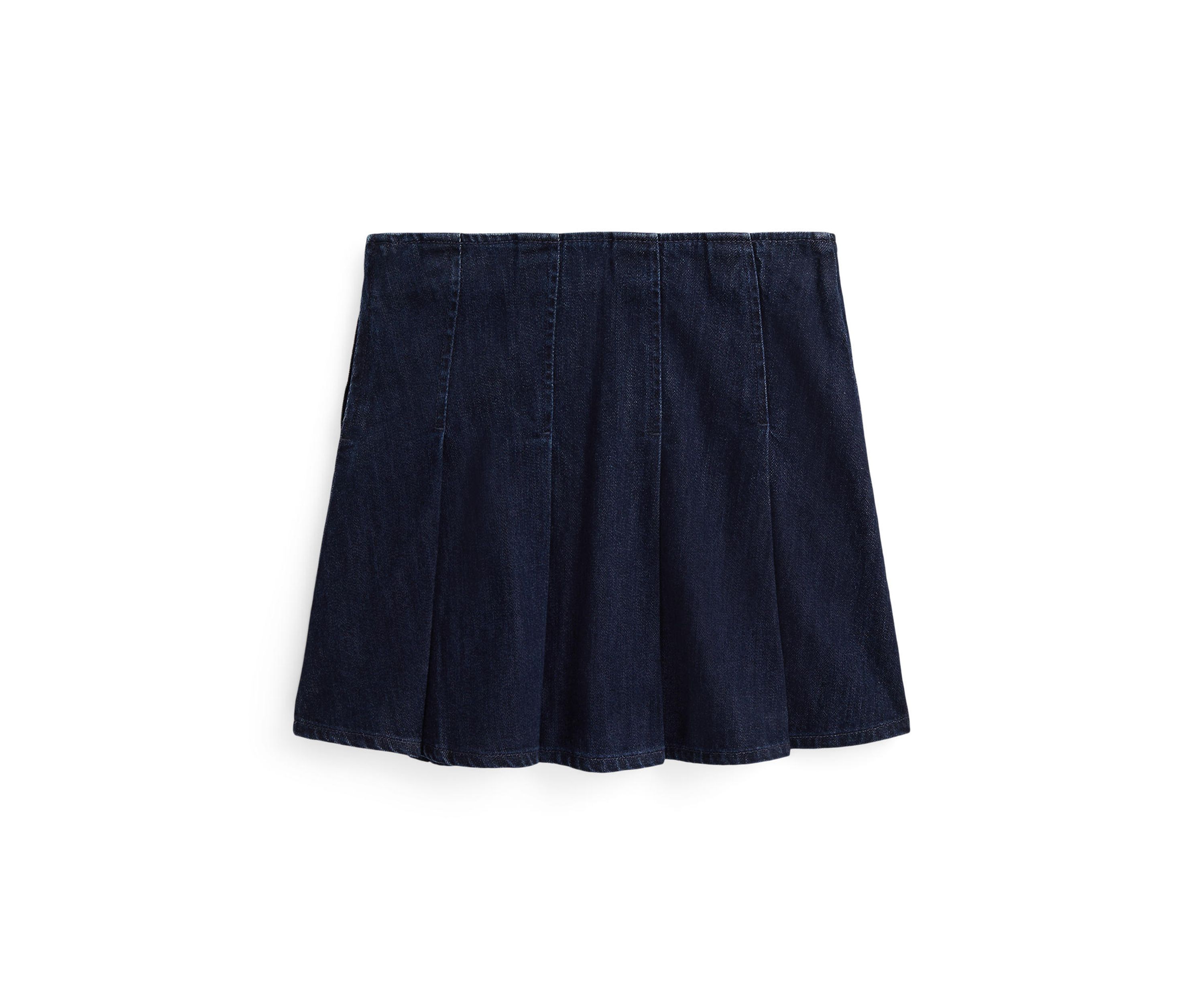 Girls 7-16 Pleated Cotton Denim Skirt