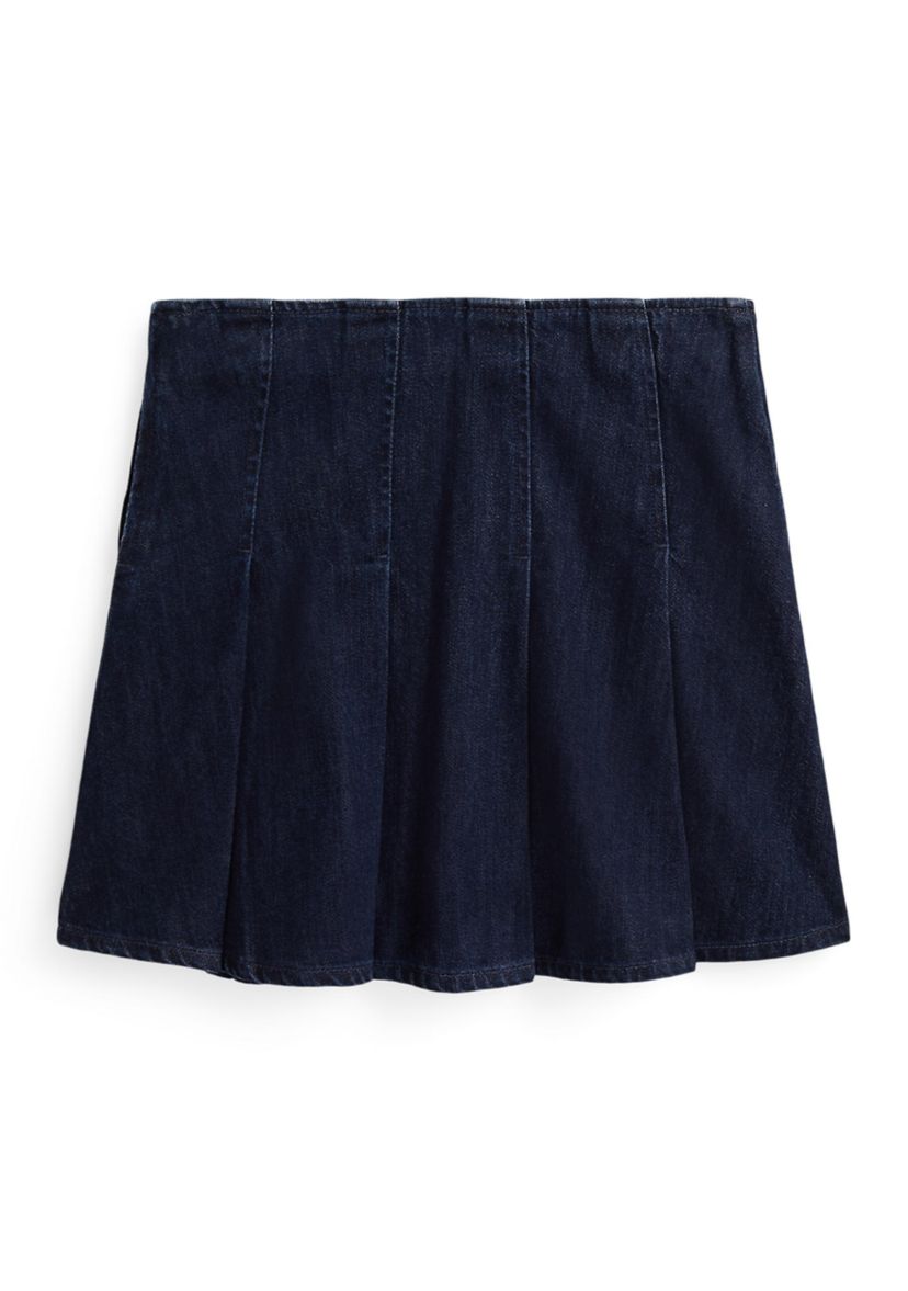 Girls 7-16 Pleated Cotton Denim Skirt