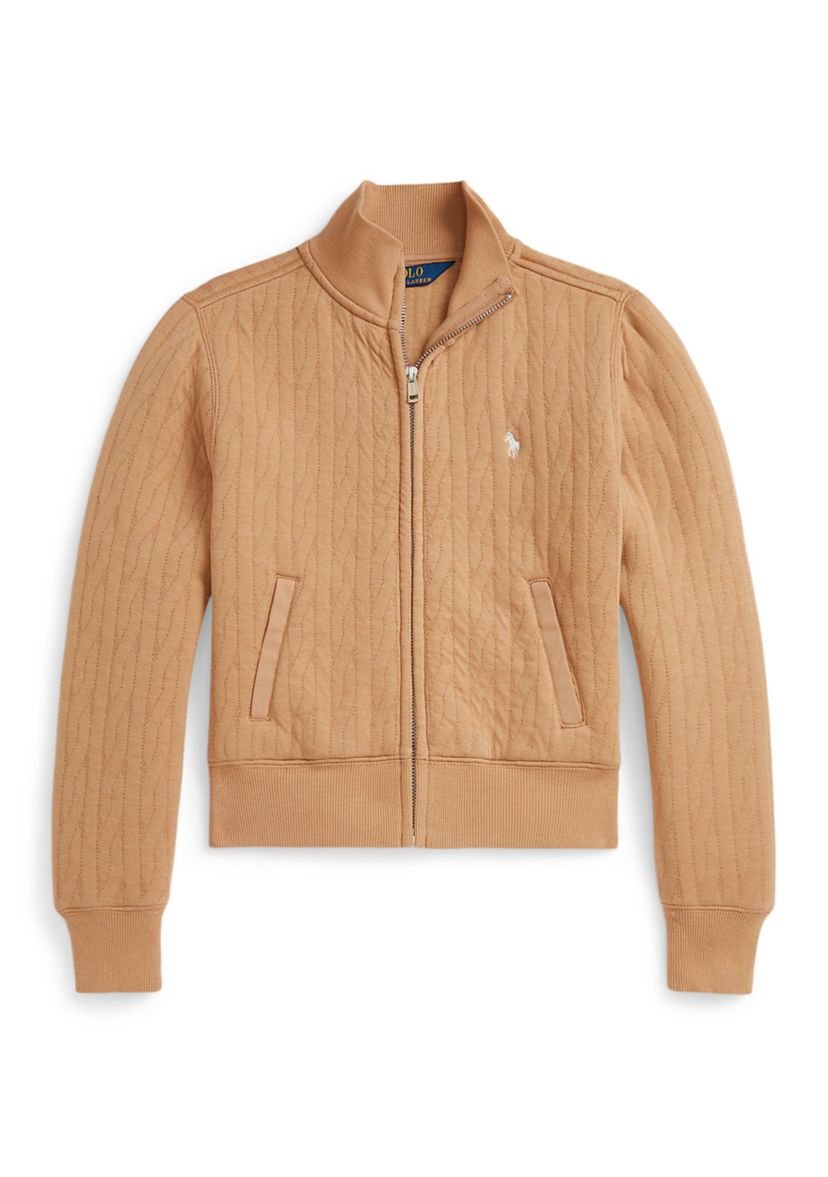 Girls 7-16 Quilted Cable-Motif Jacket