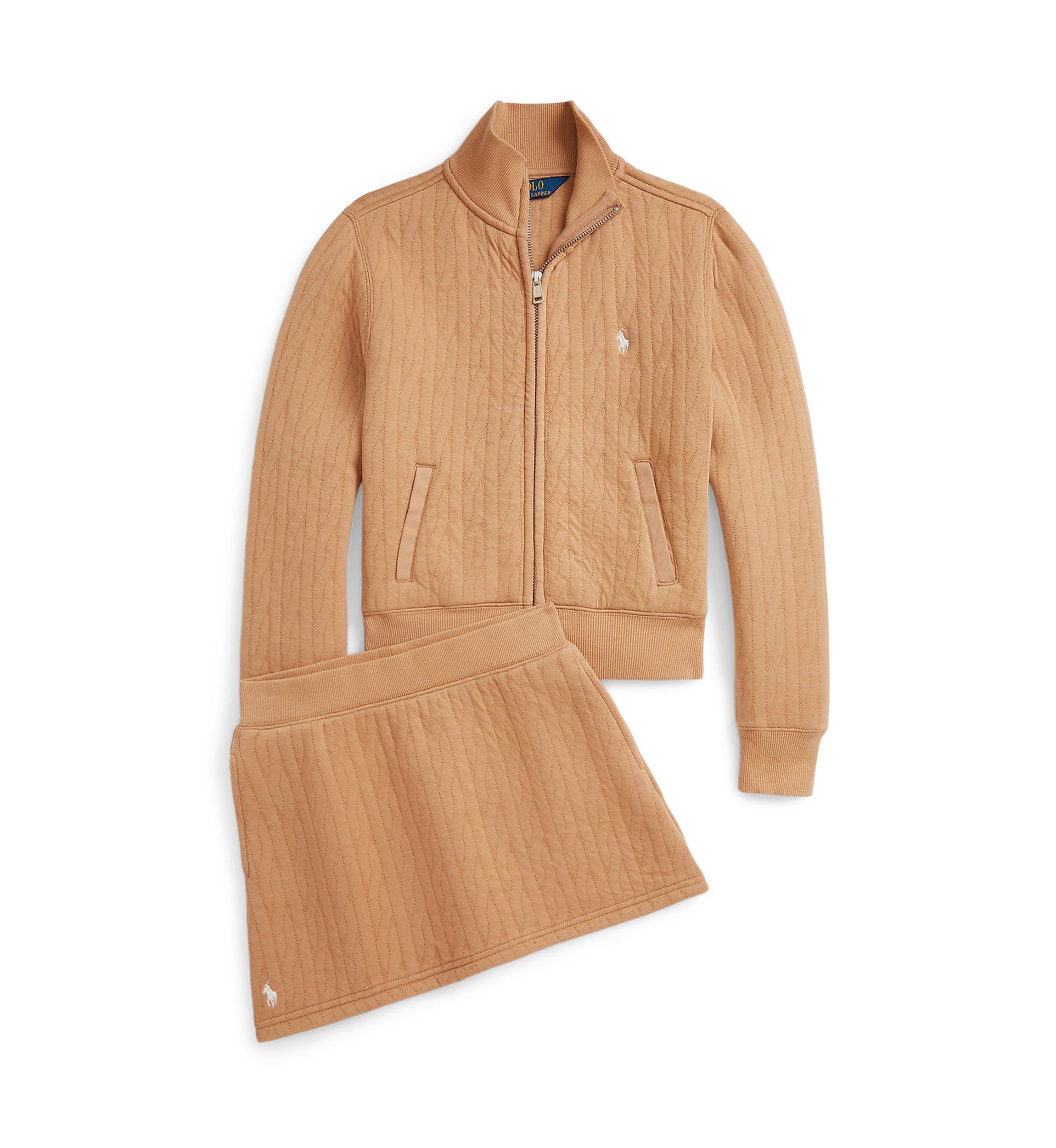 Girls 7-16 Quilted Cable-Motif Jacket