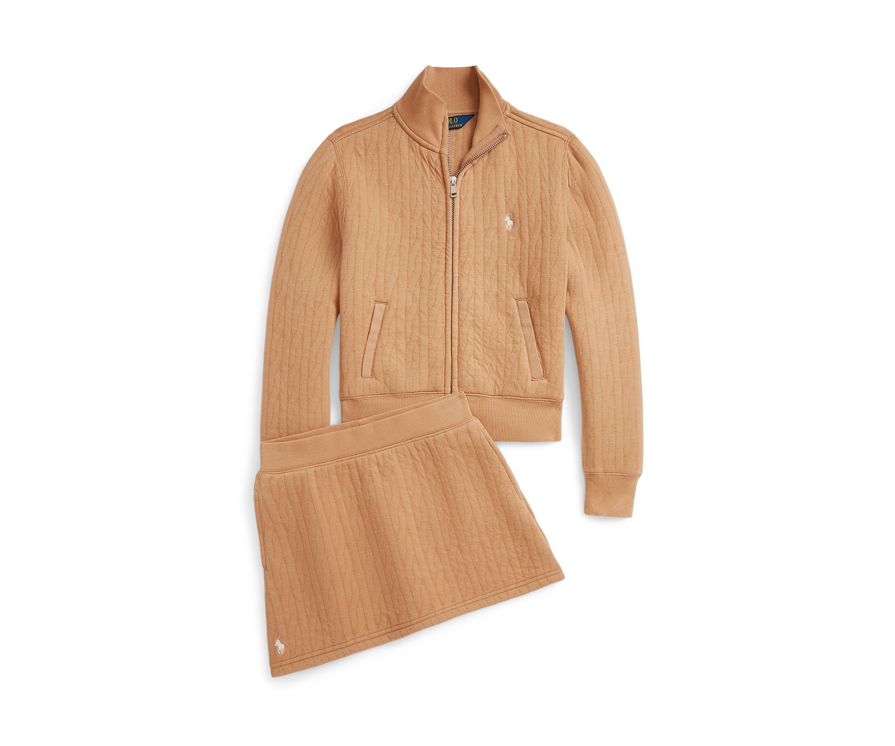 Girls 7-16 Quilted Cable-Motif Jacket