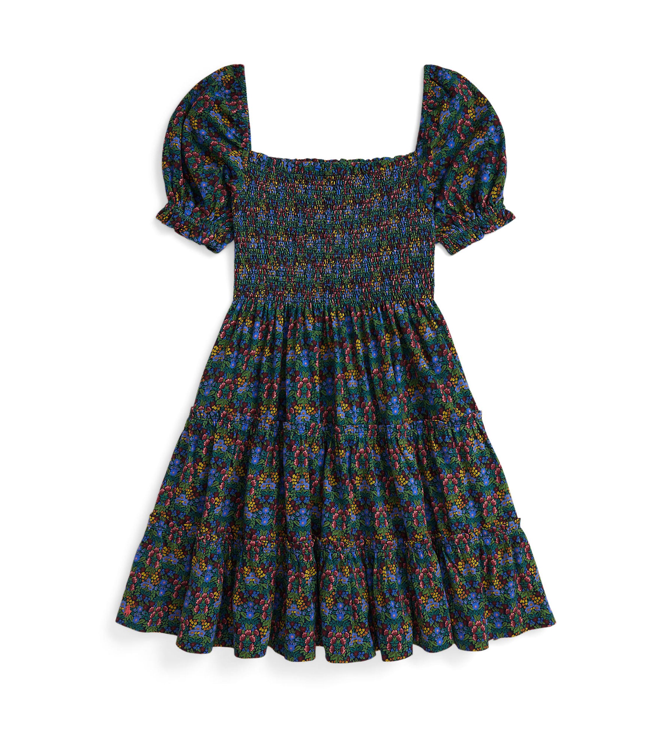 Girls 7-16 Floral Smocked Cotton Jersey Dress