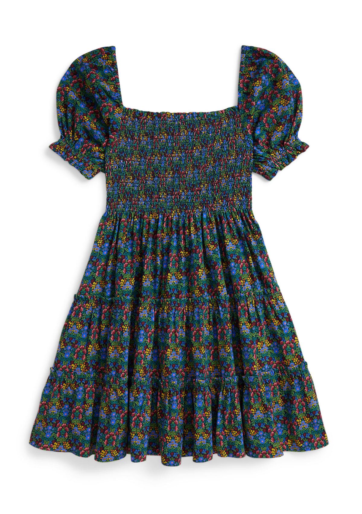 Girls 7-16 Floral Smocked Cotton Jersey Dress