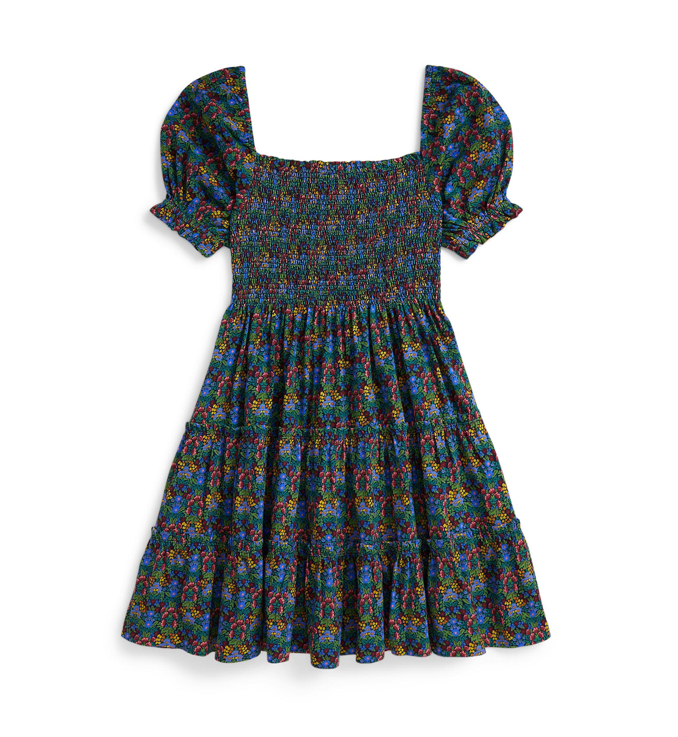 Girls 7-16 Floral Smocked Cotton Jersey Dress