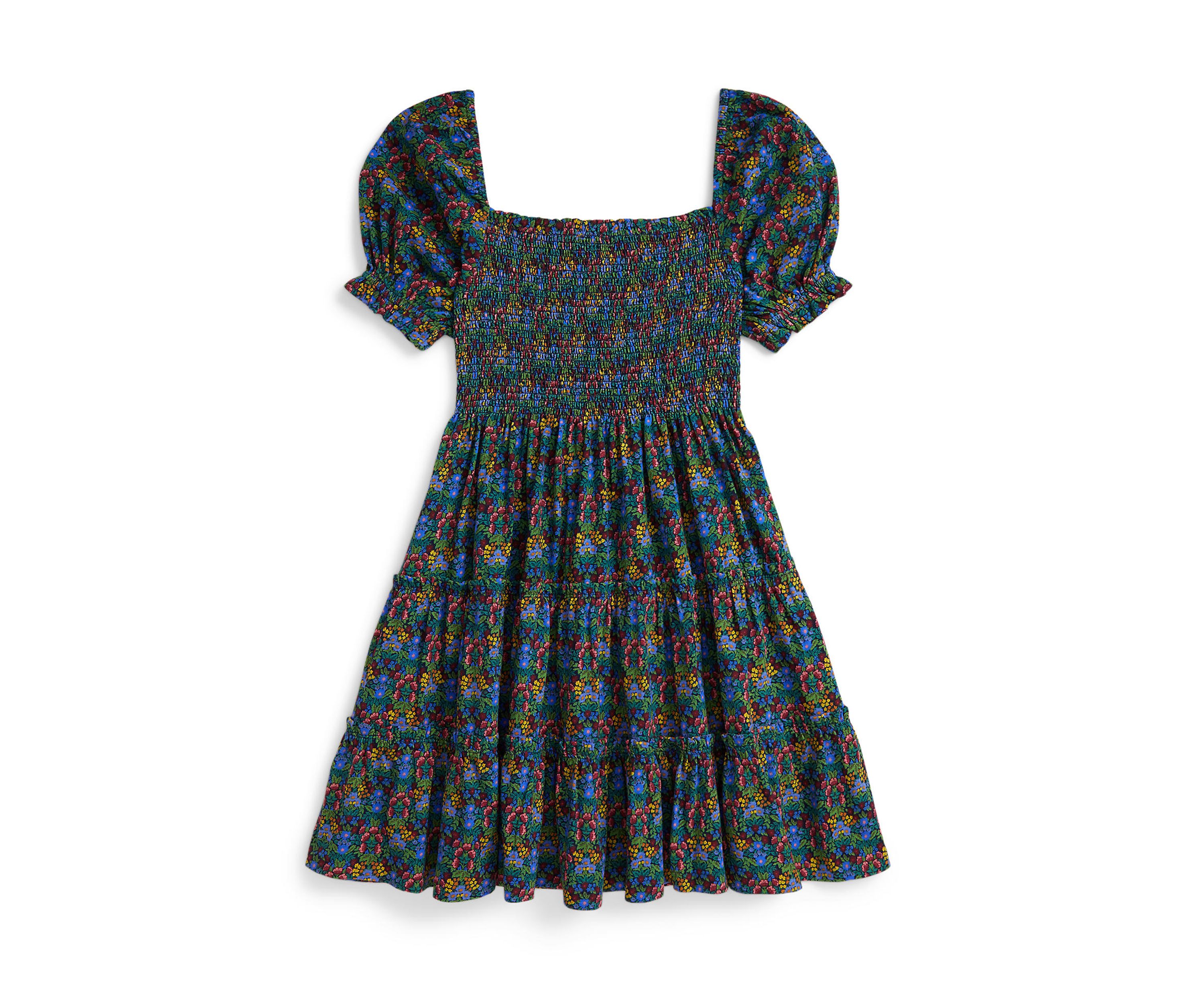 Girls 7-16 Floral Smocked Cotton Jersey Dress