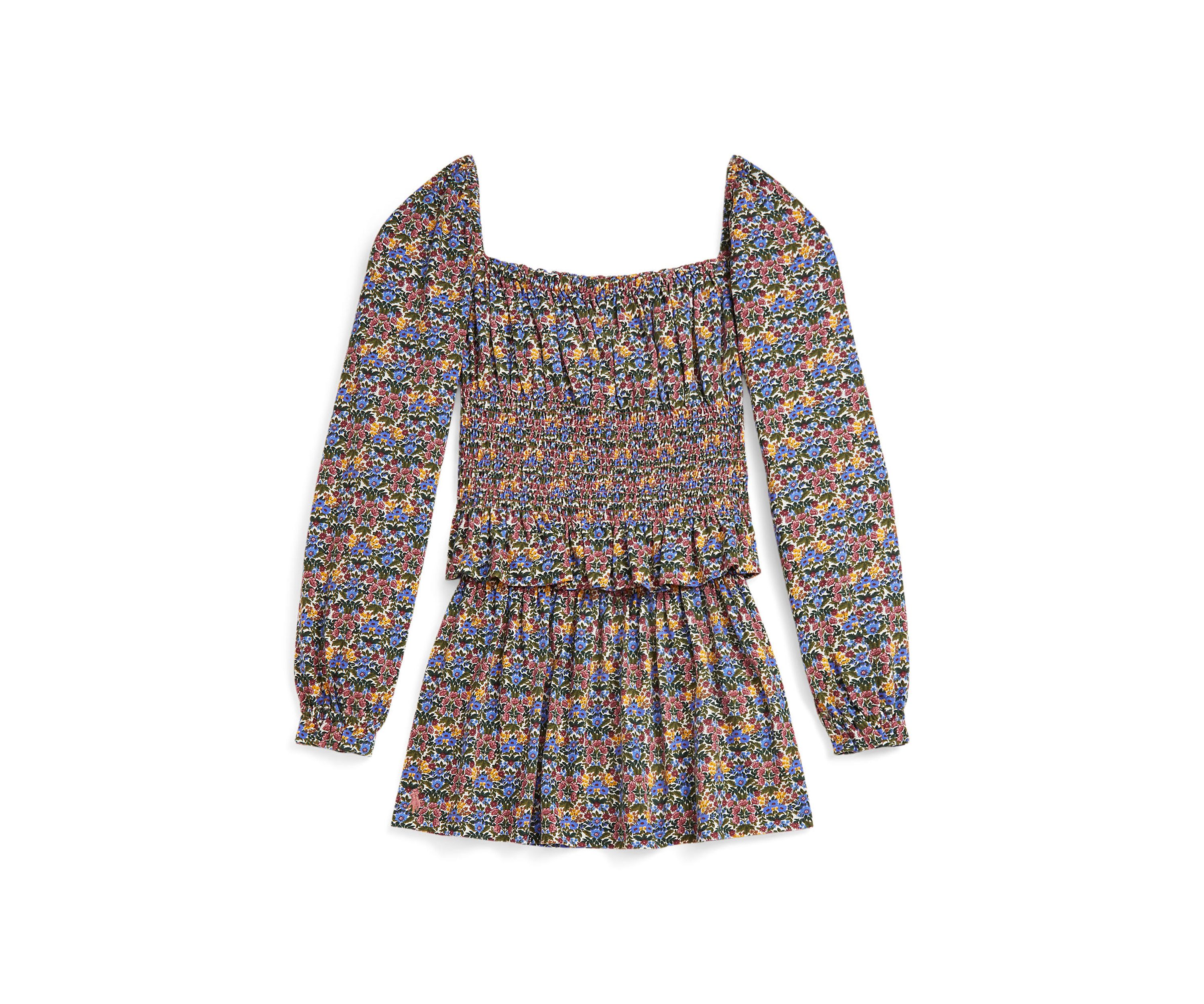 Girls 7-16 Floral Smocked Cotton Jersey Top & Skirt