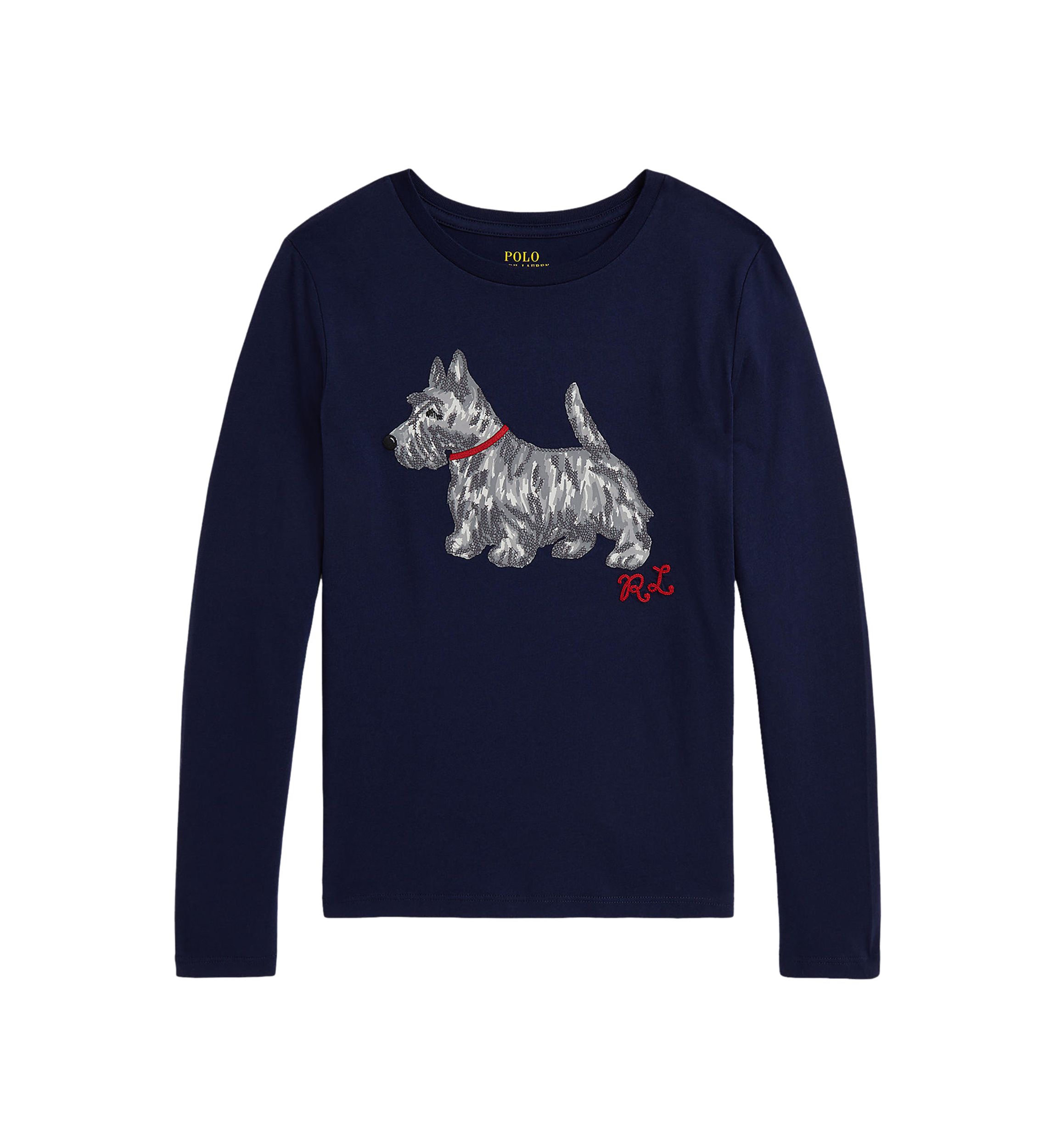 Girls 7-16 Dog-Print Cotton Long-Sleeve Tee