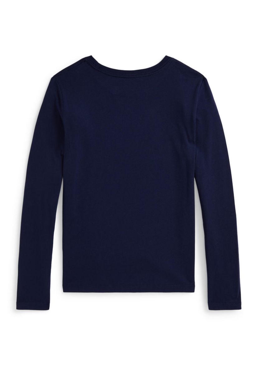 Girls 7-16 Dog-Print Cotton Long-Sleeve Tee