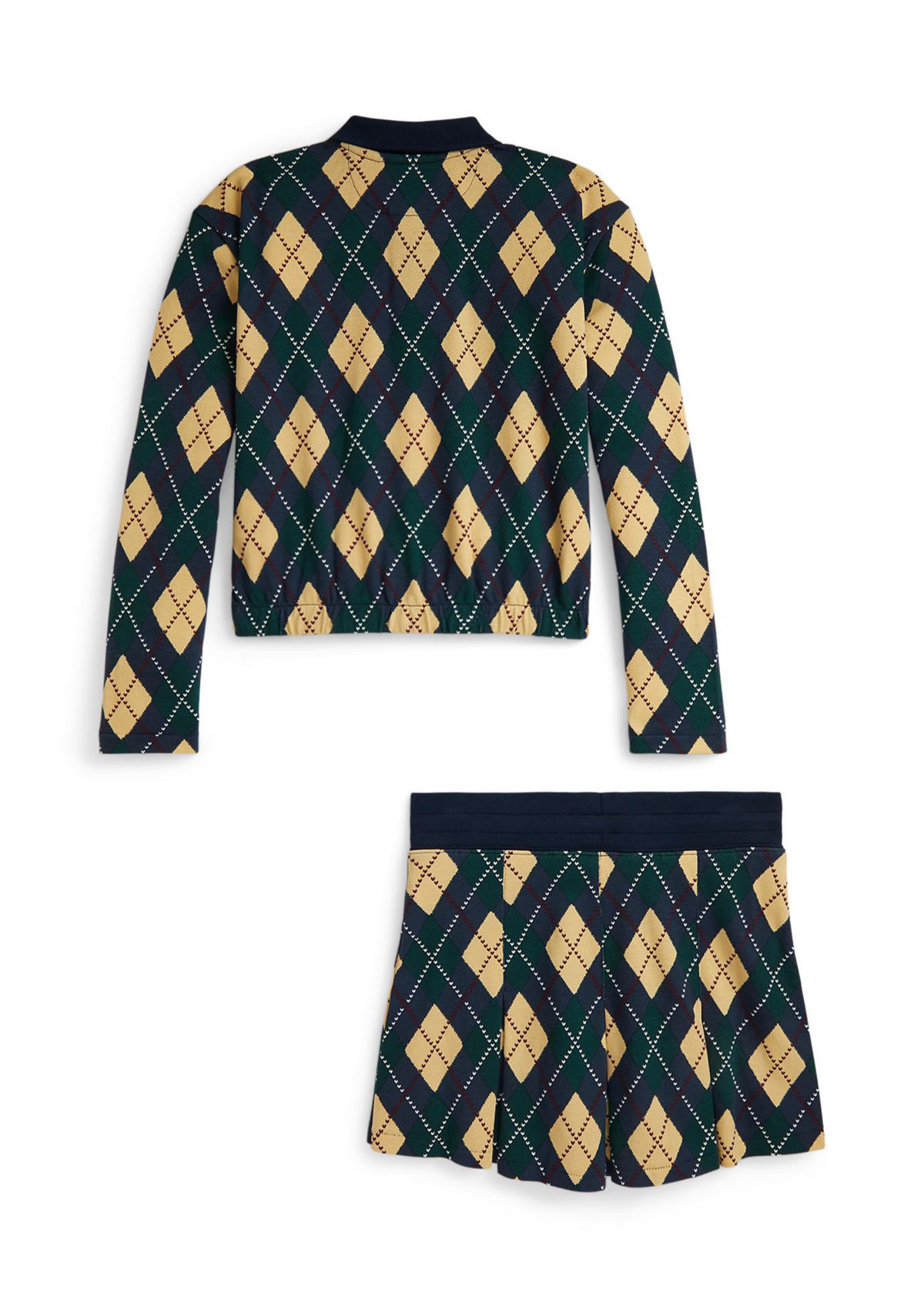 Girls 7-16 Argyle Stretch Mesh Polo Shirt & Skort