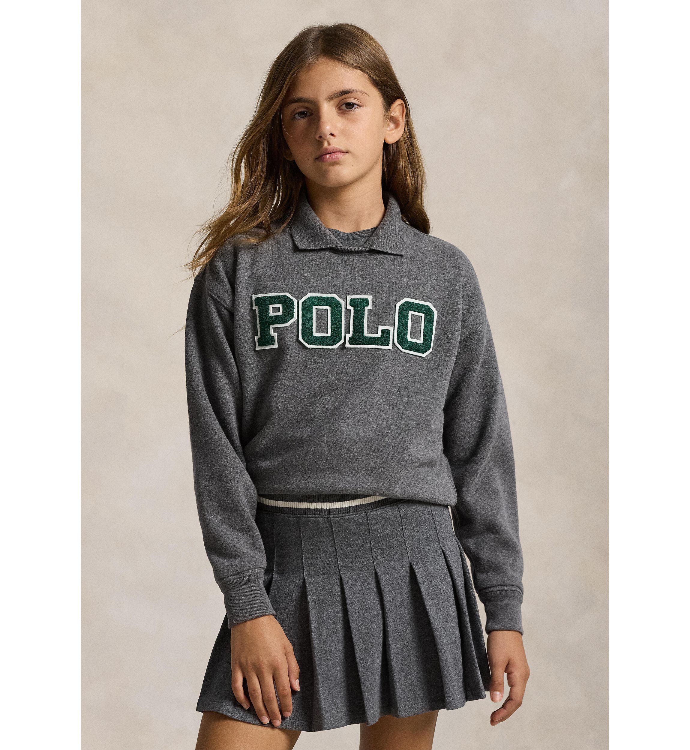 Girls 7-16 Logo Fleece Polo Sweatshirt