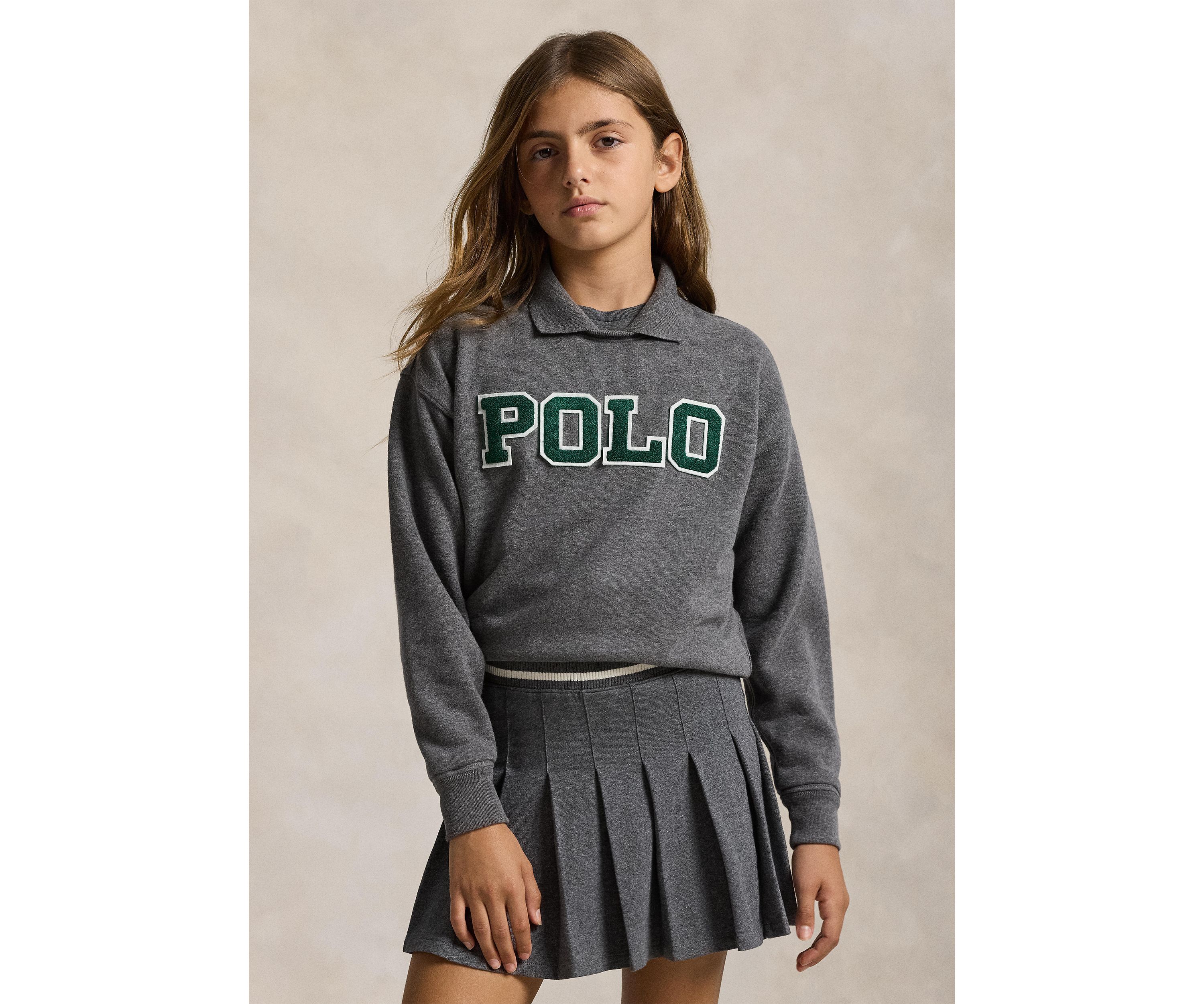Girls 7-16 Logo Fleece Polo Sweatshirt