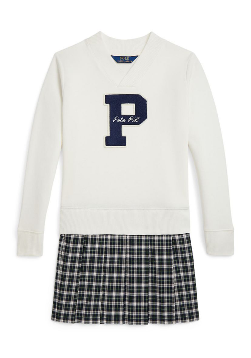 Girls 7-16 Letterman Fleece Sweatshirt Dress