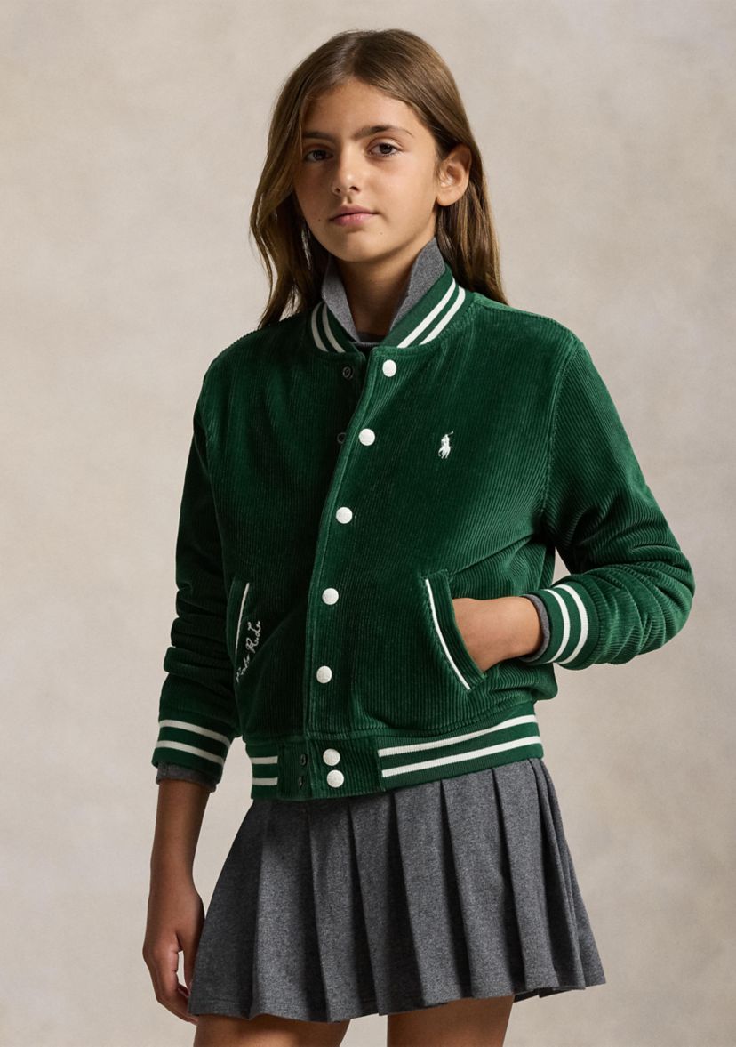 Girls 7-16 Logo Velour Baseball Jacket