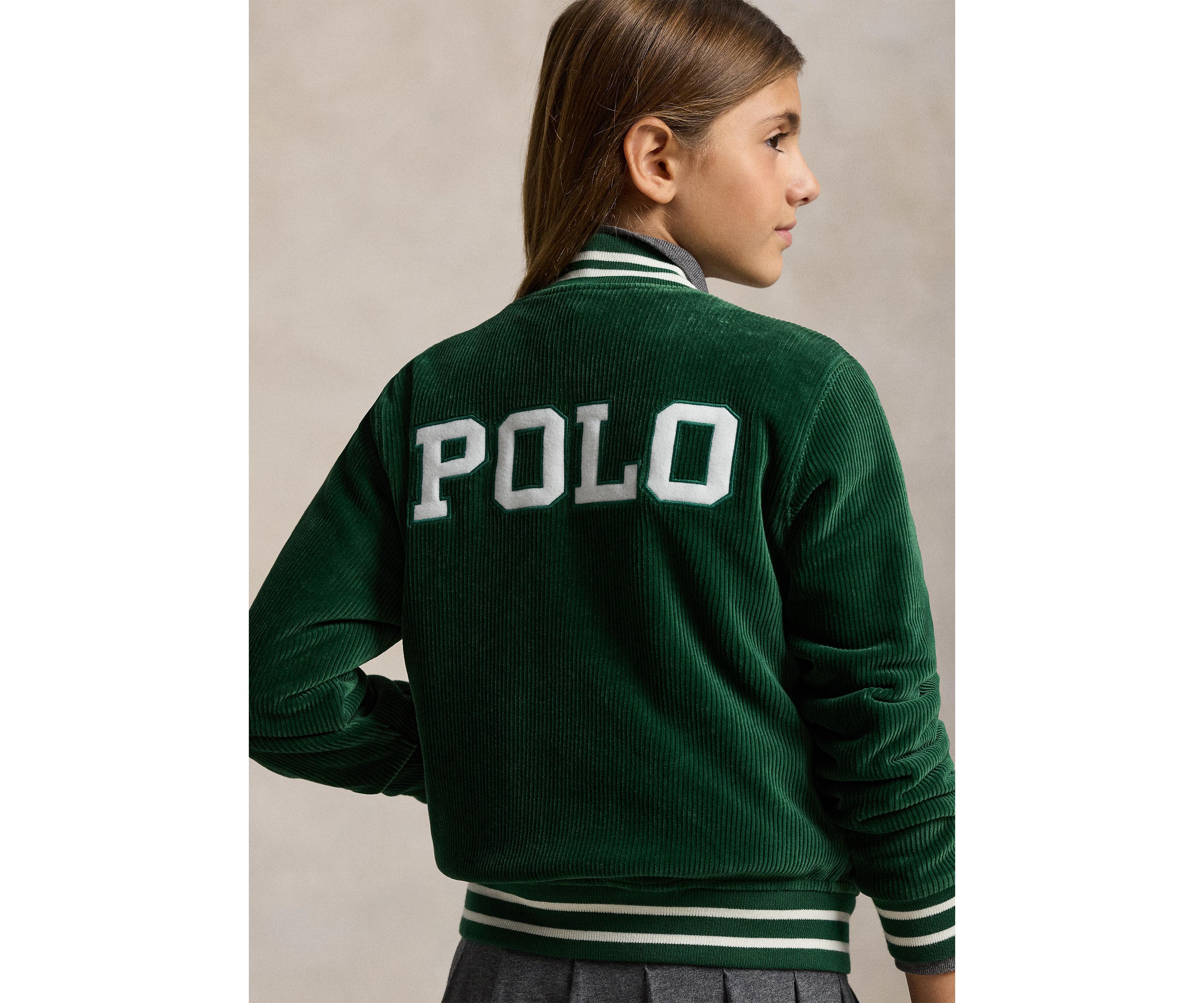Girls 7-16 Logo Velour Baseball Jacket