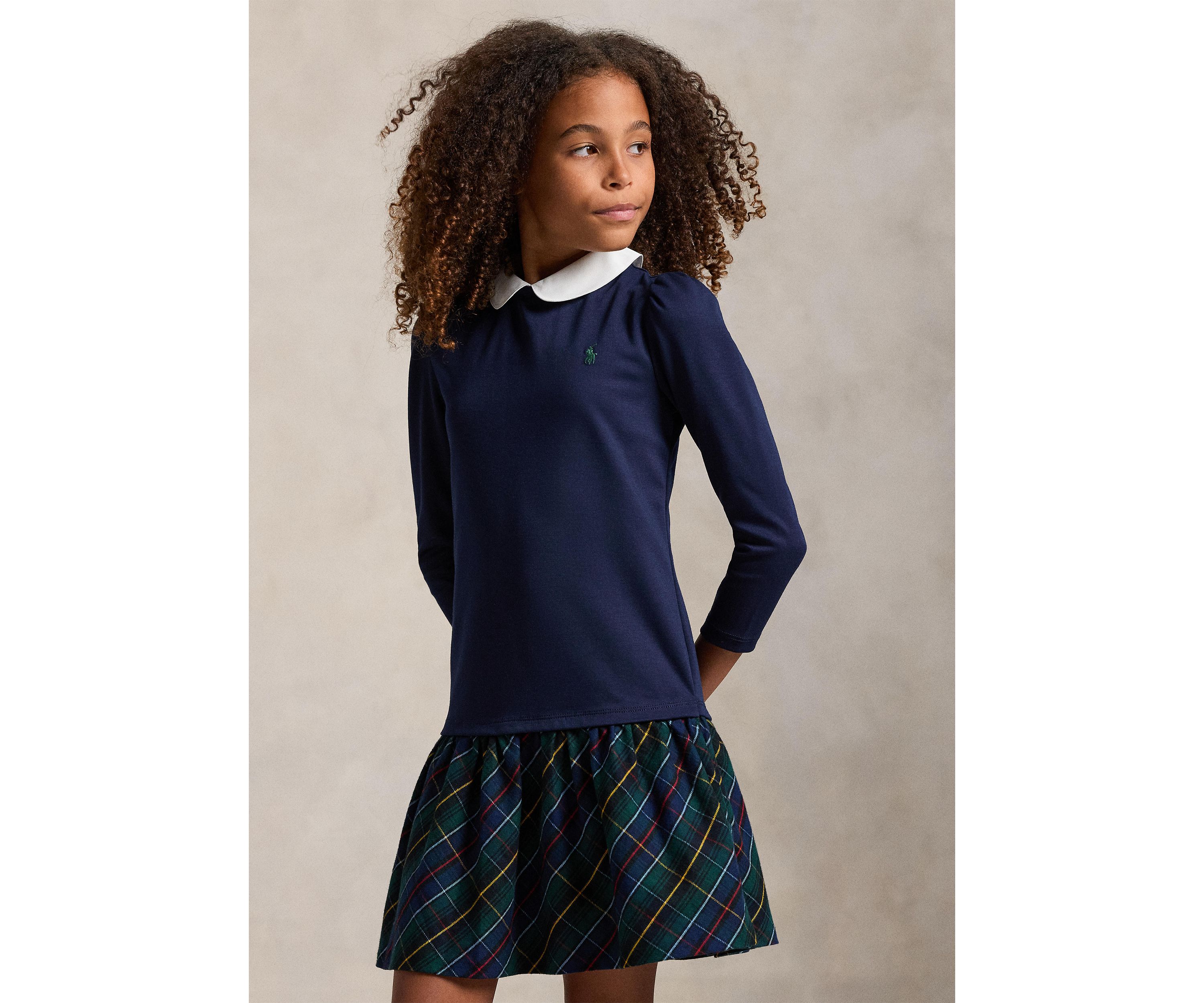 Girls 7-16 Plaid-Skirt Ponte Dress