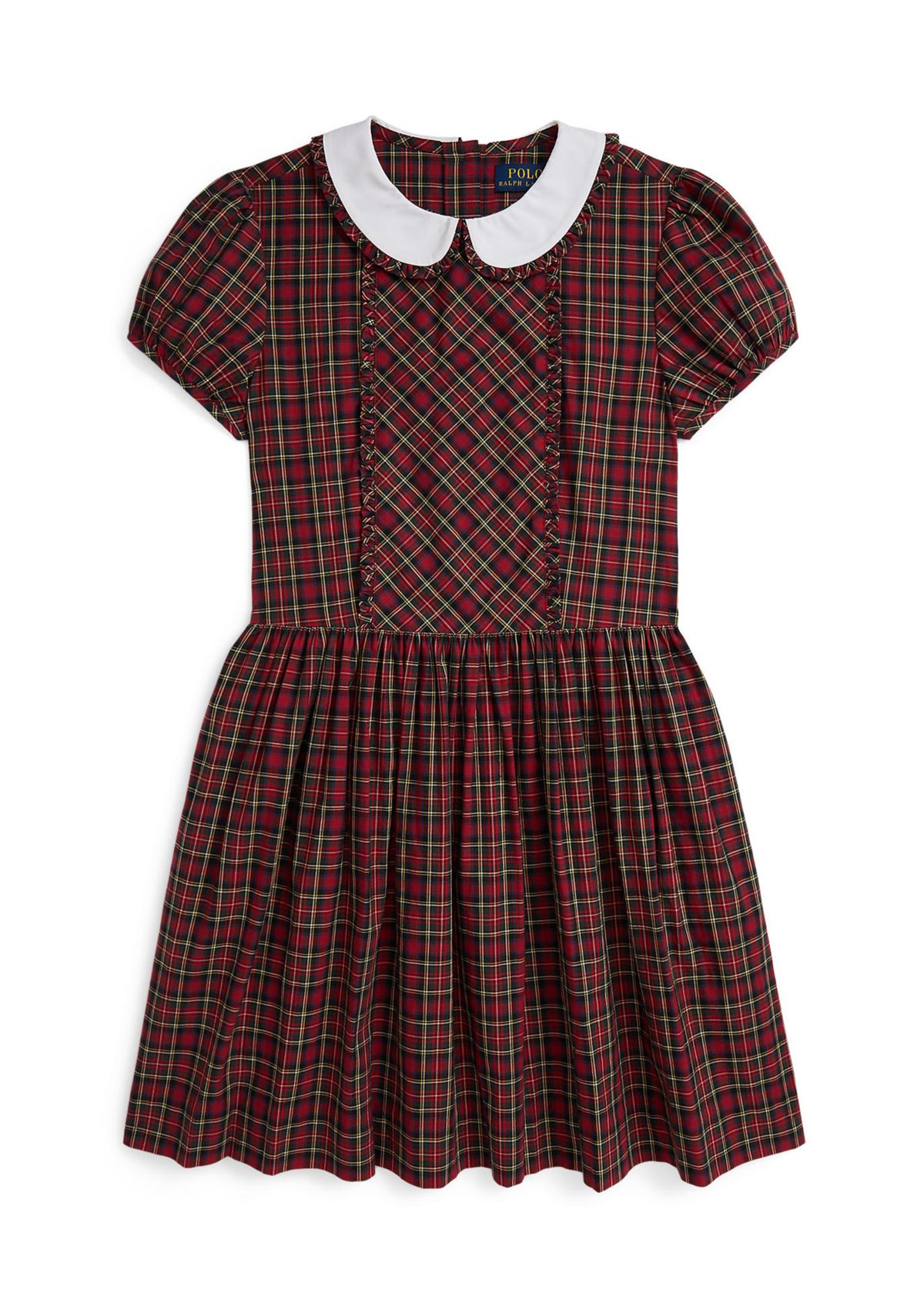 Girls 7-16 Plaid Ruffled Cotton Poplin Dress