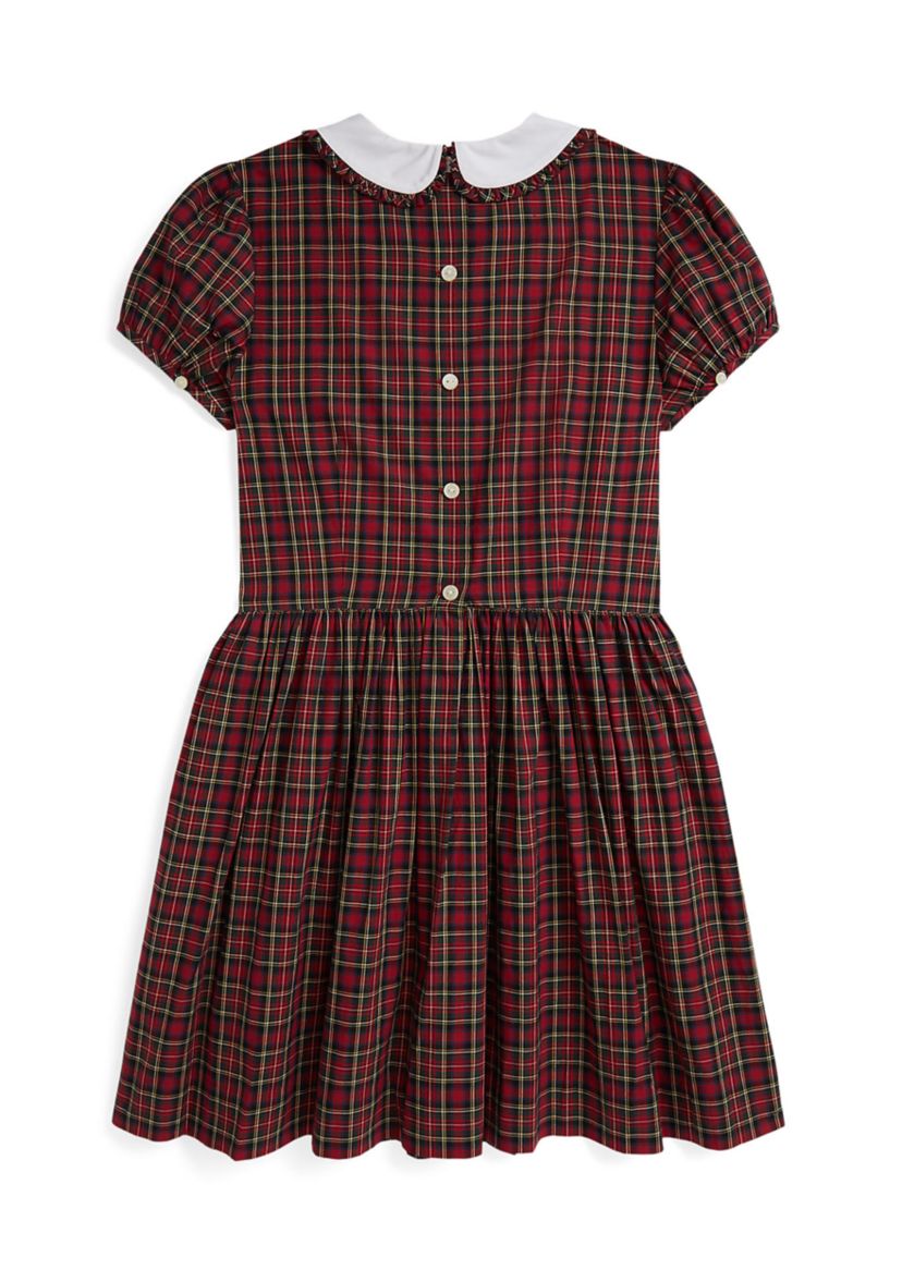 Girls 7-16 Plaid Ruffled Cotton Poplin Dress