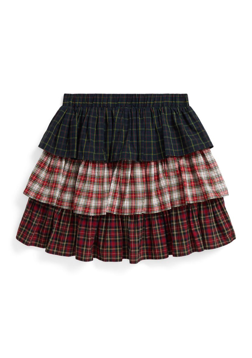 Girls 7-16 Plaid Tiered Poplin Skirt