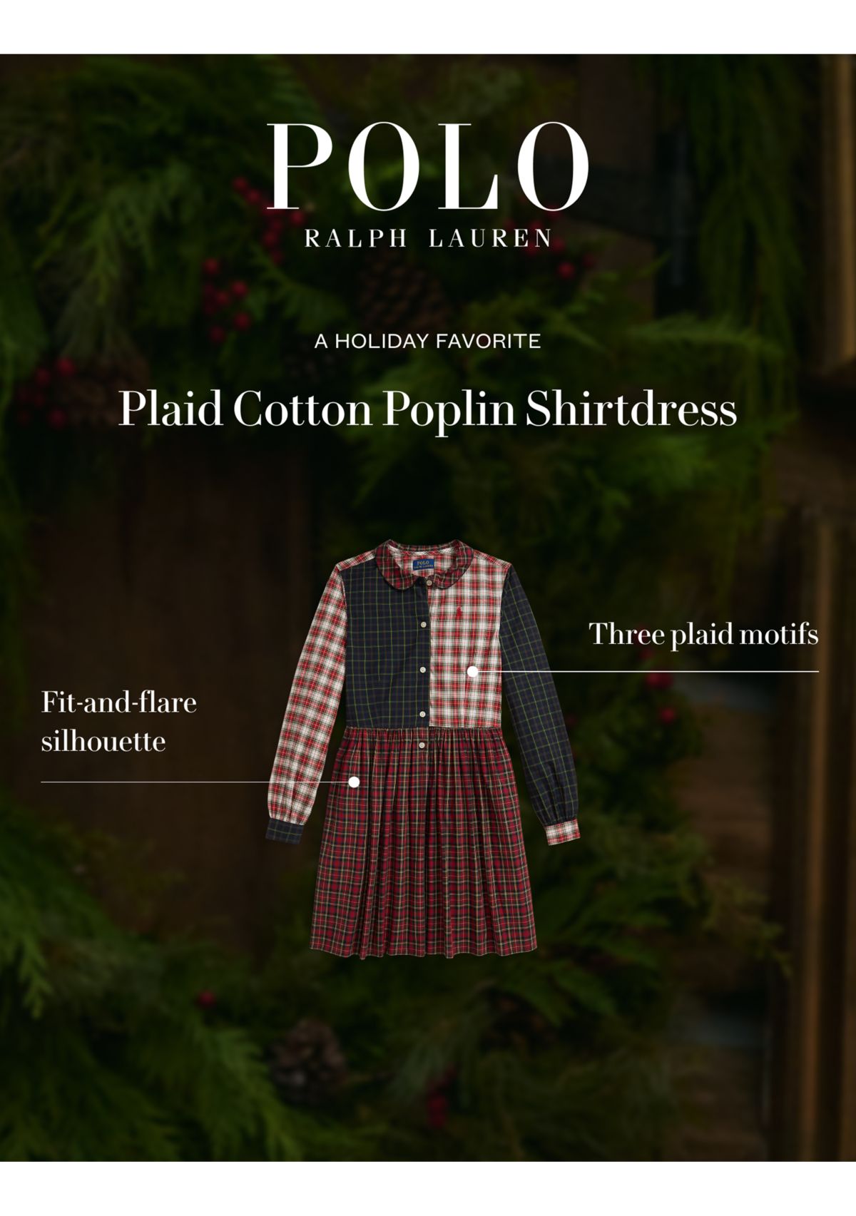 Girls 7-16 Plaid Cotton Poplin Shirtdress
