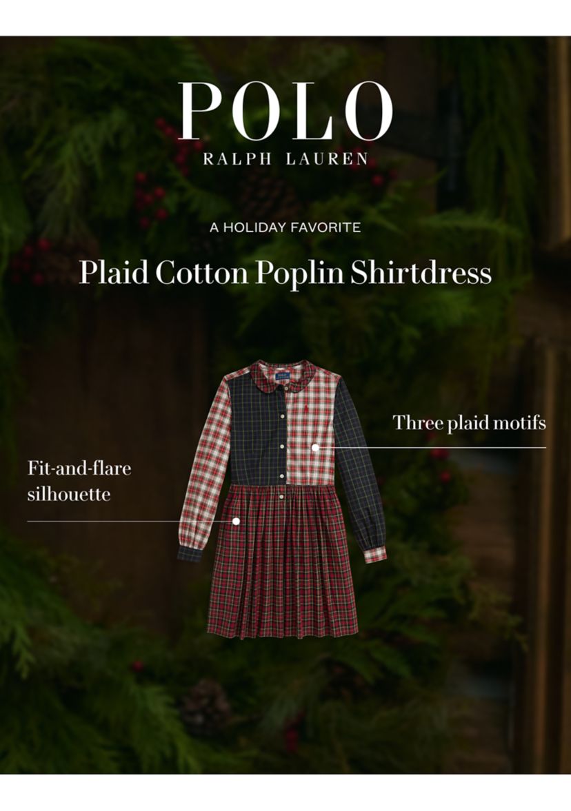 Girls 7-16 Plaid Cotton Poplin Shirtdress