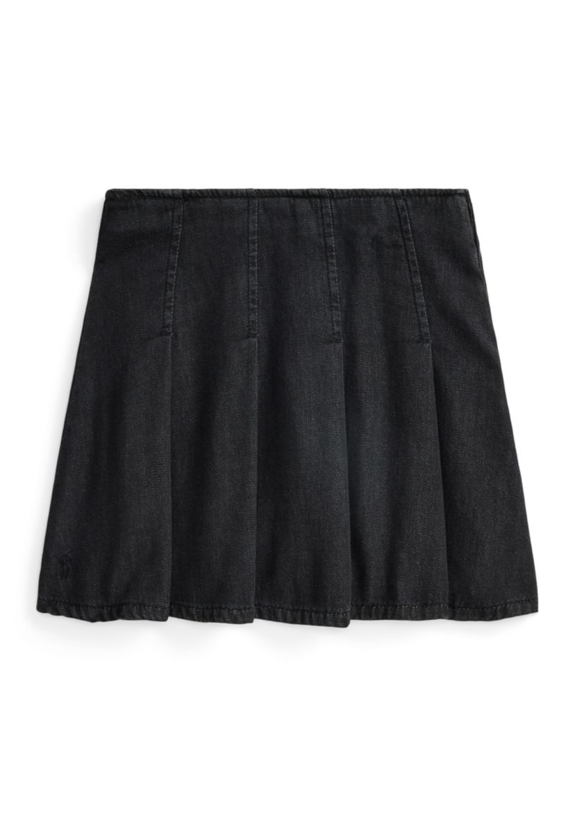 Girls 7-16 Pleated Cotton Denim Skirt