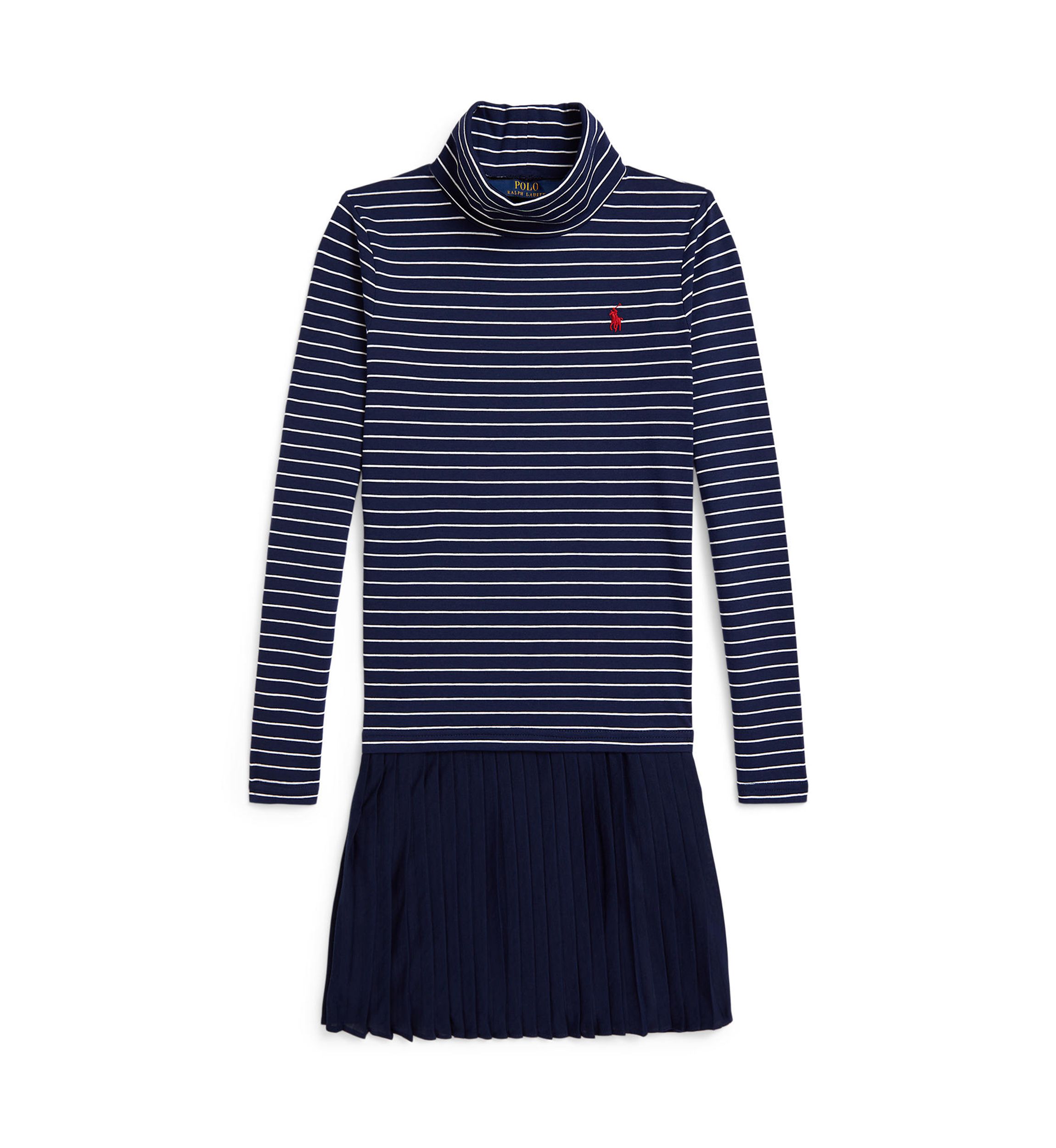 Girls 7-16 Striped Stretch Jersey Turtleneck Dress