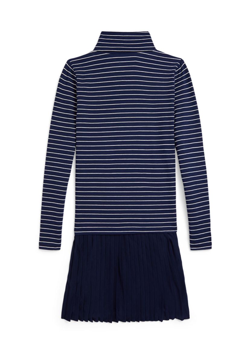 Girls 7-16 Striped Stretch Jersey Turtleneck Dress
