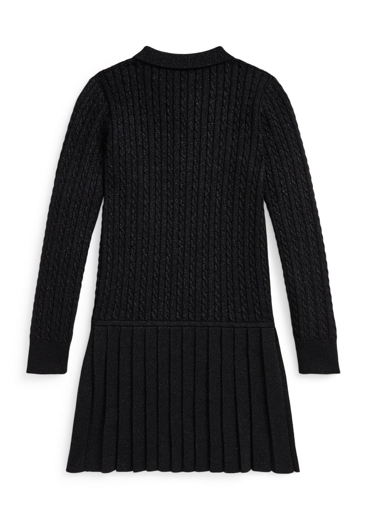 Girls 7-16 Metallic Mini-Cable Polo Sweater Dress