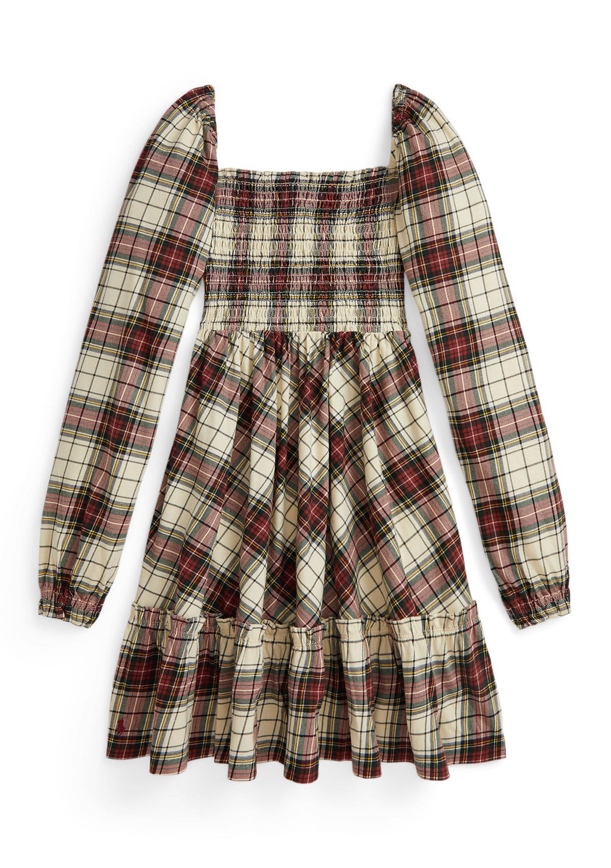 Girls 7-16 Plaid Ruffled Cotton Jersey Dress