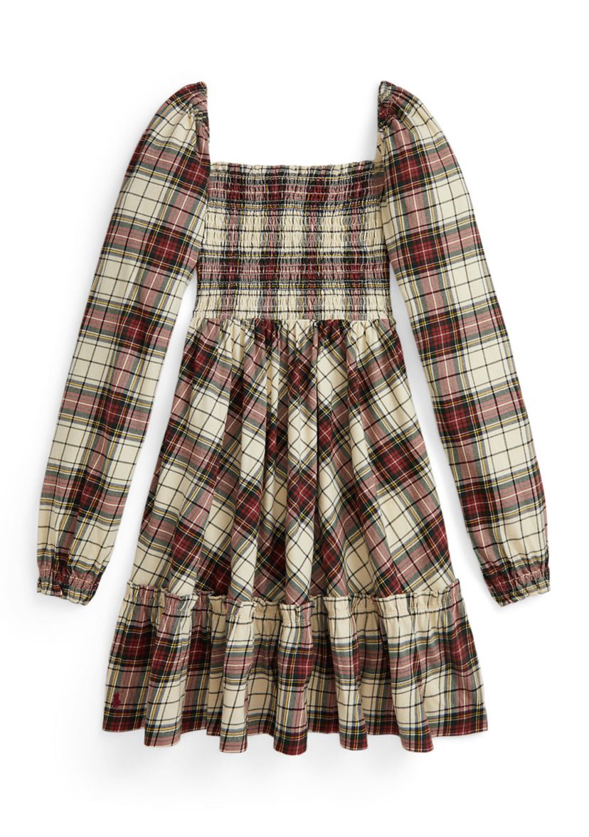 Girls 7-16 Plaid Ruffled Cotton Jersey Dress