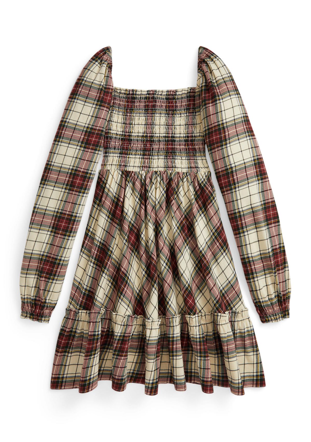 Girls 7-16 Plaid Ruffled Cotton Jersey Dress