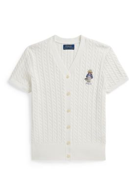 Ralph Lauren Childrenswear Girls 7-16 Polo Bear Cable Cotton V