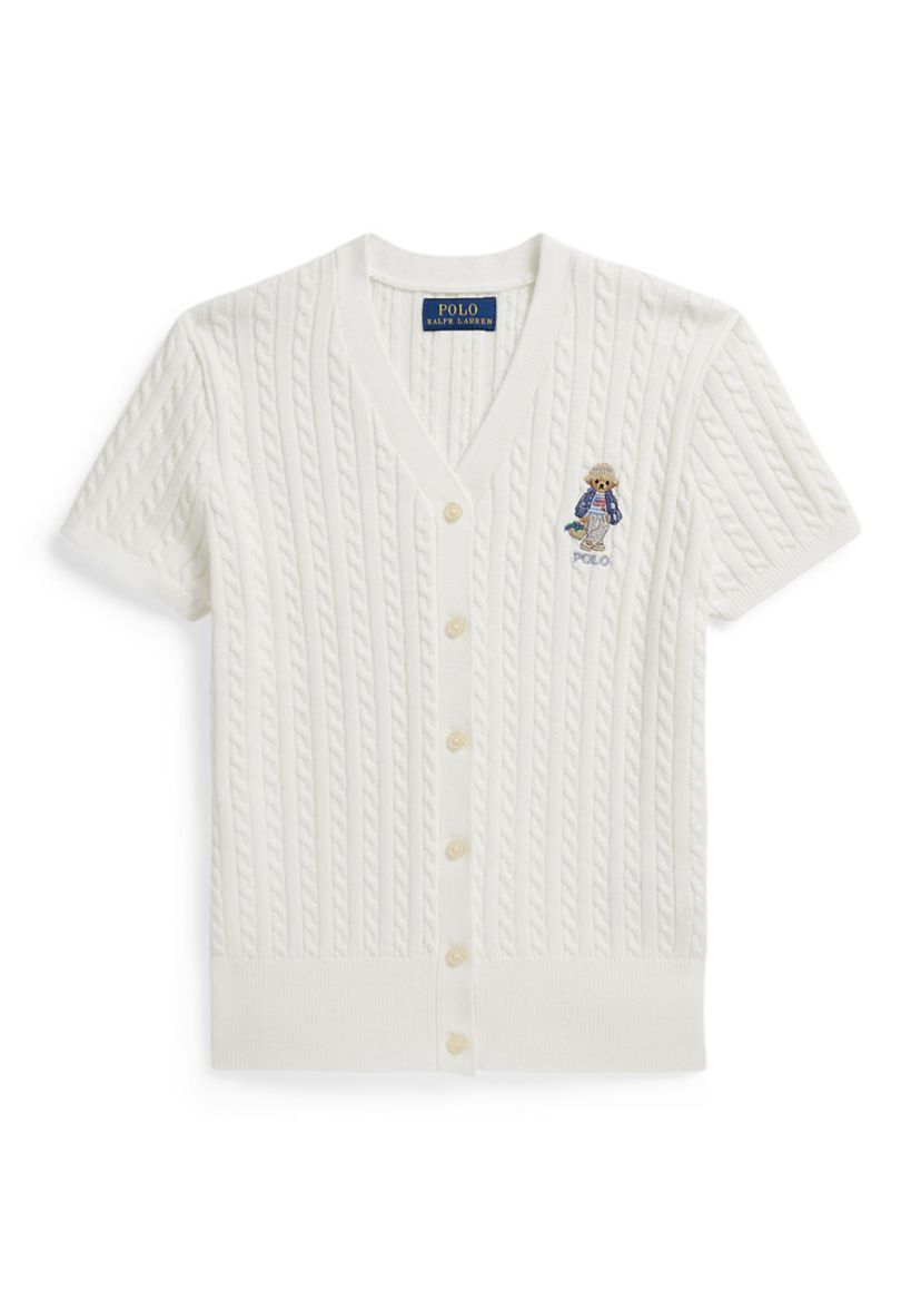 Ralph Lauren Childrenswear Girls 7-16 Polo Bear Cable Cotton V