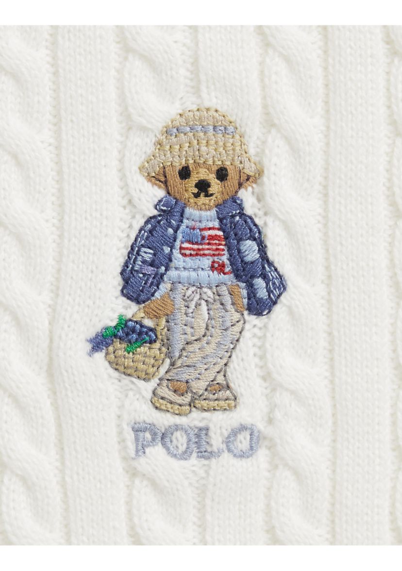 Ralph Lauren Childrenswear Girls 7-16 Polo Bear Cable Cotton V