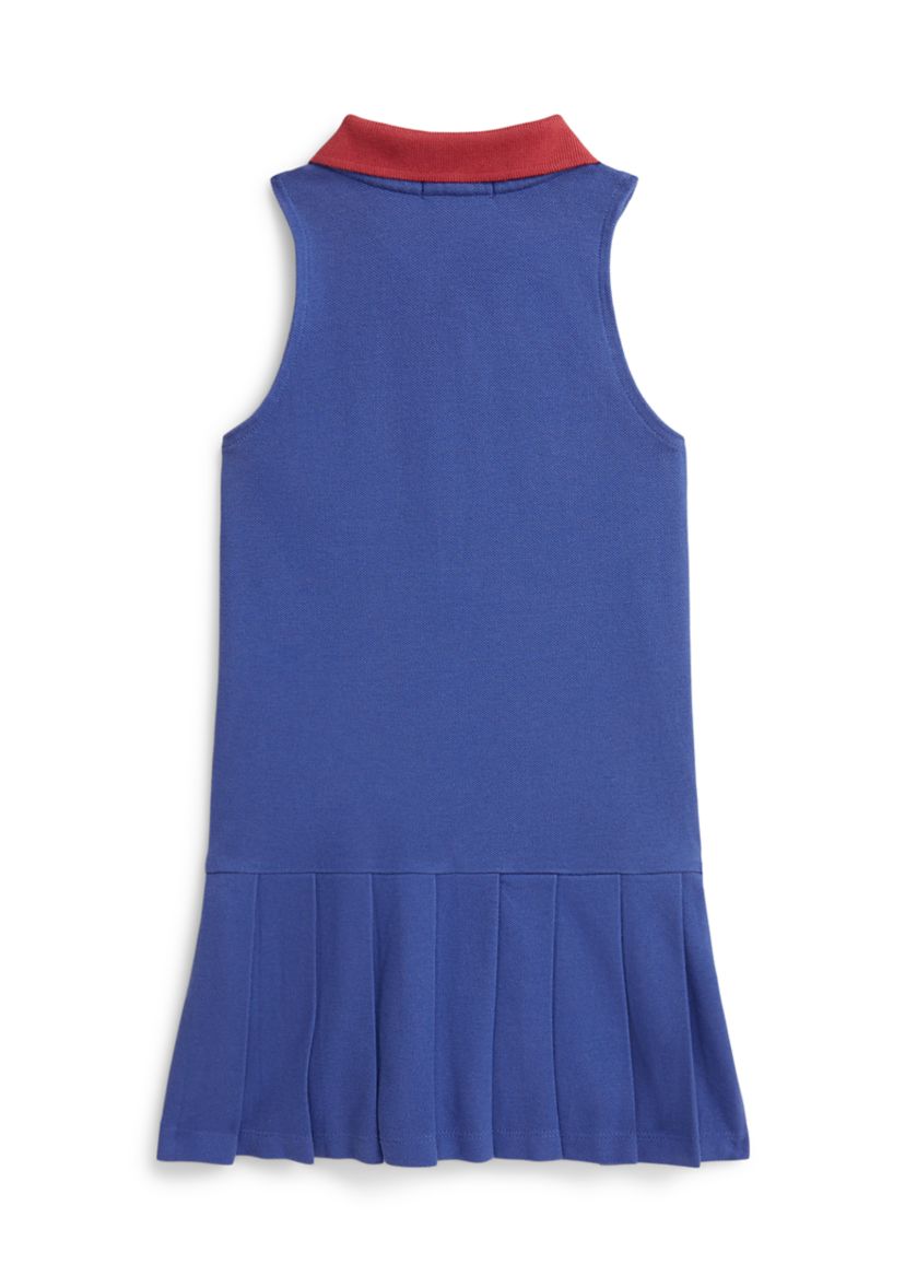 Girls 7-16 Pleated Mesh Quarter-Zip Polo Dress