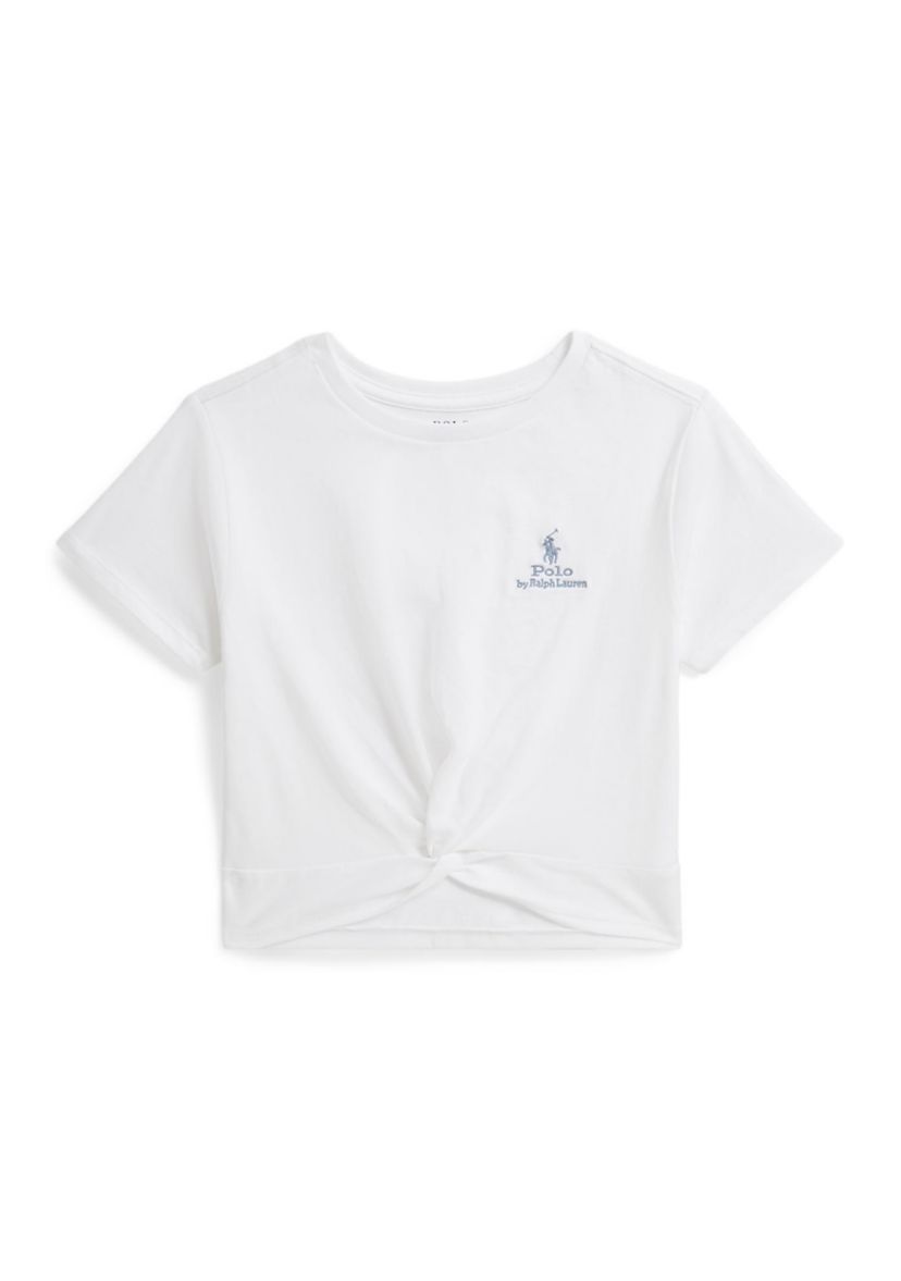 Girls 7-16 Logo Knot-Front Cotton Boxy T-Shirt