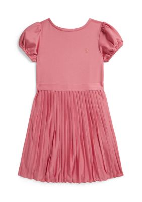 Ralph Lauren Childrenswear Girls 7-16 Pleated Stretch Ponte Dress