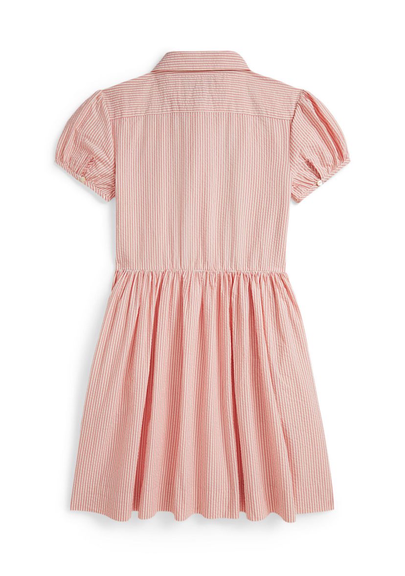 ralph lauren cotton seersucker dress Polo Ralph Lauren Girls' 7-16 Striped Club Collar Seersucker Dress - 225B Desert Rose/Cream