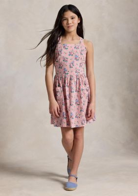 Ralph Lauren Childrenswear Girls 7-16 Floral-Print Slub Cotton Dress, 10