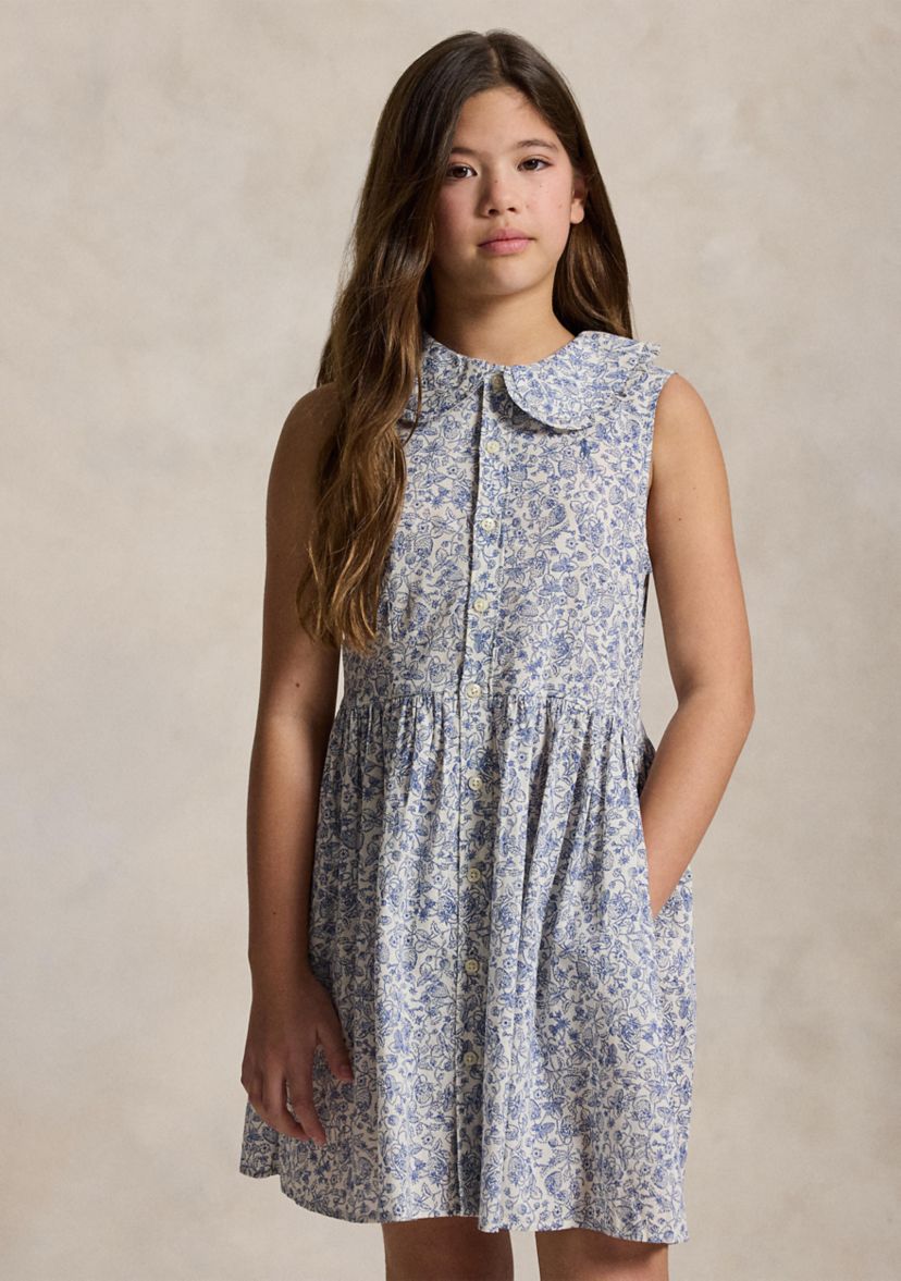 Ralph Lauren Childrenswear Girls 7-16 Floral Slub Cotton Shirtdress | Belk