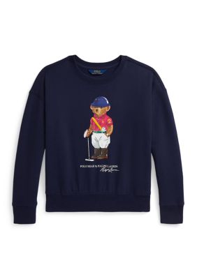 Ralph Lauren Childrenswear Girls 7-16 Polo Bear Fleece Boxy Sweatshirt